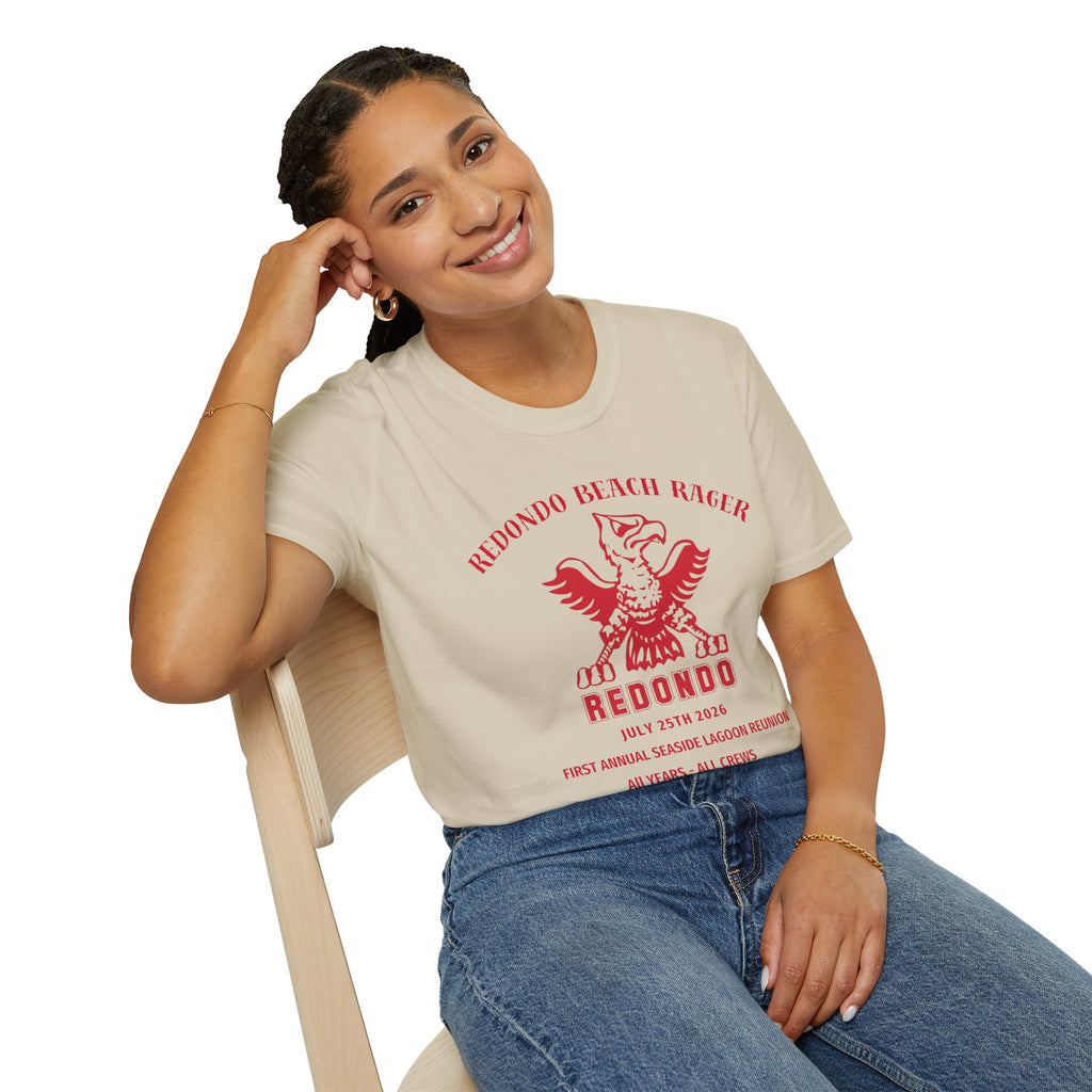 Redondo Beach Rager T-Shirt — Vintage School Spirit Graphic Tee - First Annual All Class Reunion 7-25-26 at Seaside Lagoon Redondo Beach