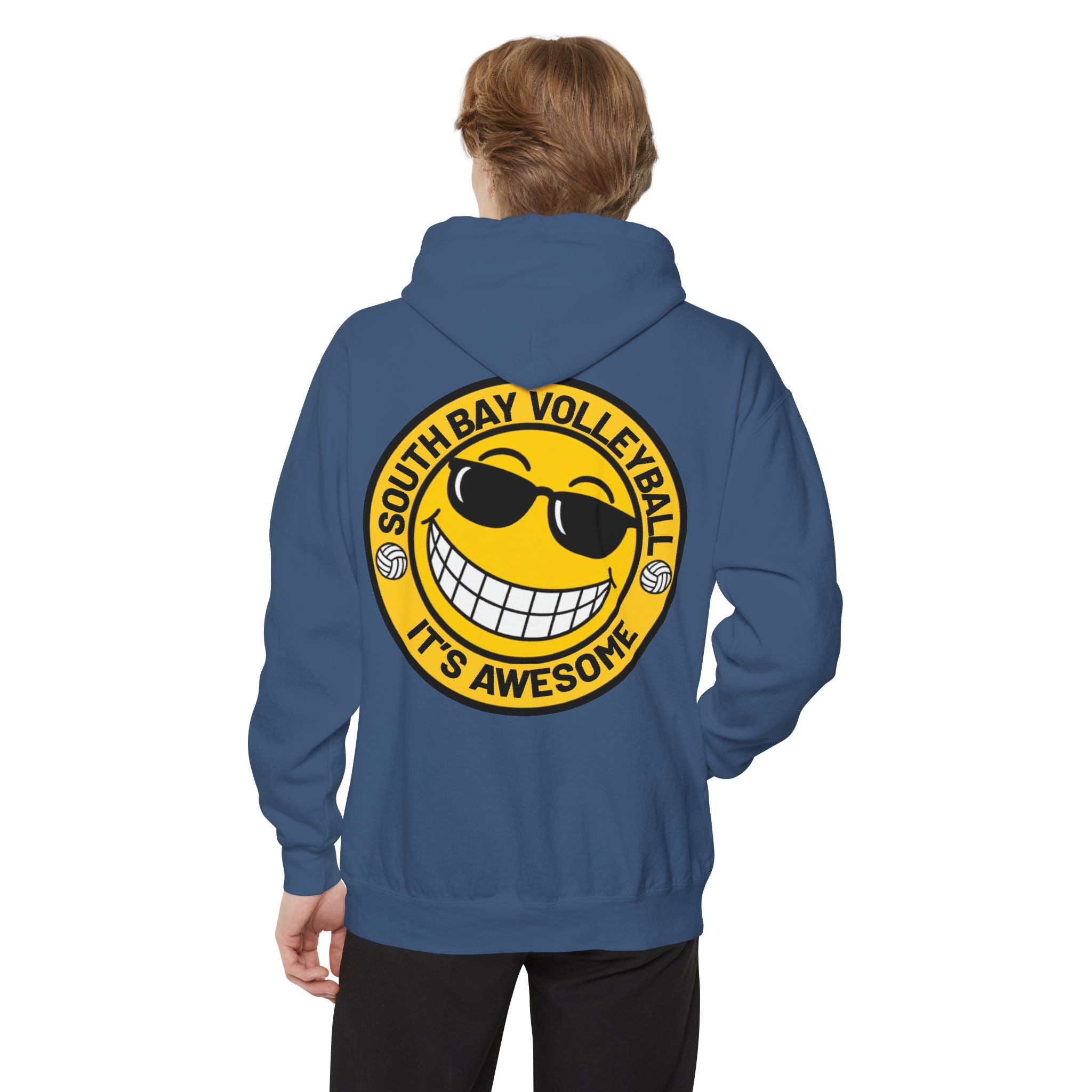 Volleyball Smiley Hoodie — "South Bay Volleyball It's Awesome" Crewneck