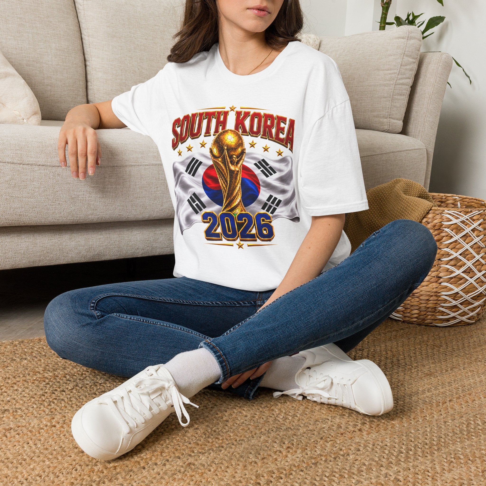 South Korea 2026 Soccer World Cup T-Shirt — Korean Flag & Trophy Football Fan Tee