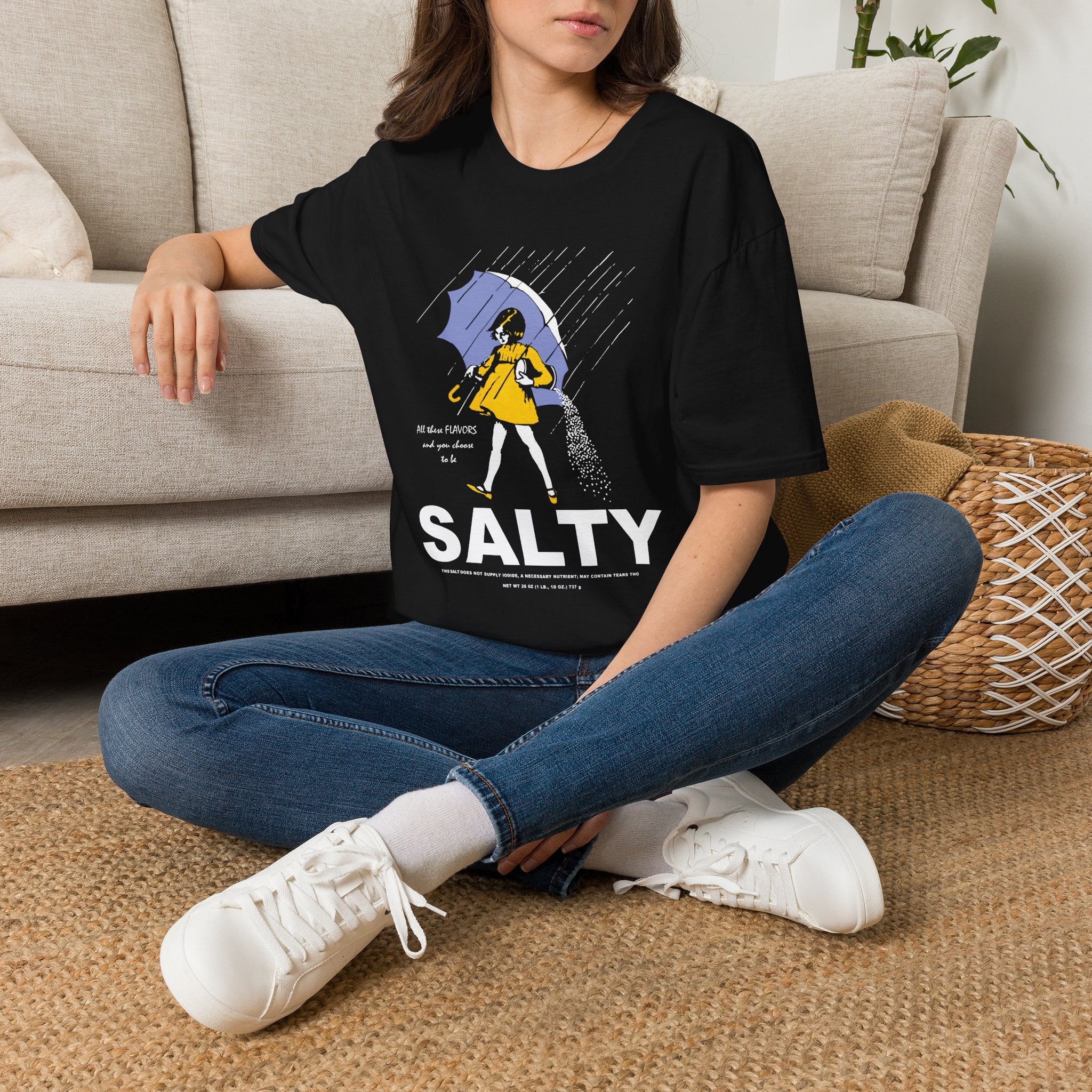 Salty Rainy Day Graphic T-Shirt — Girl with Umbrella Illustration