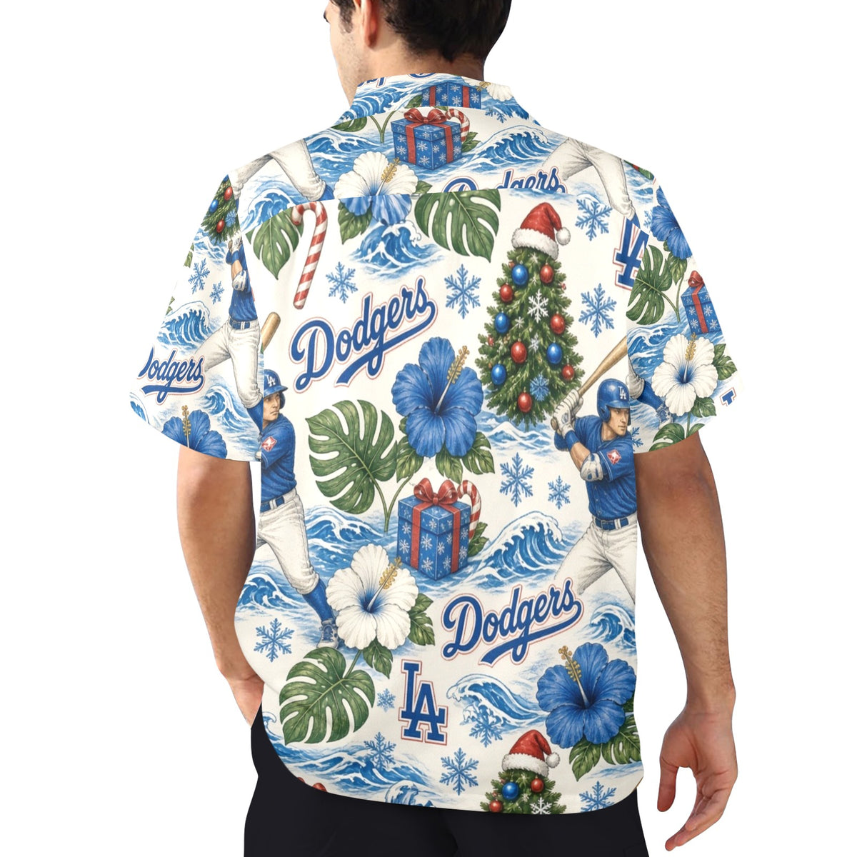 Dodgers Christmas Men's All Over Print Hawaiian Shirt Made In USA Ships to USA Only