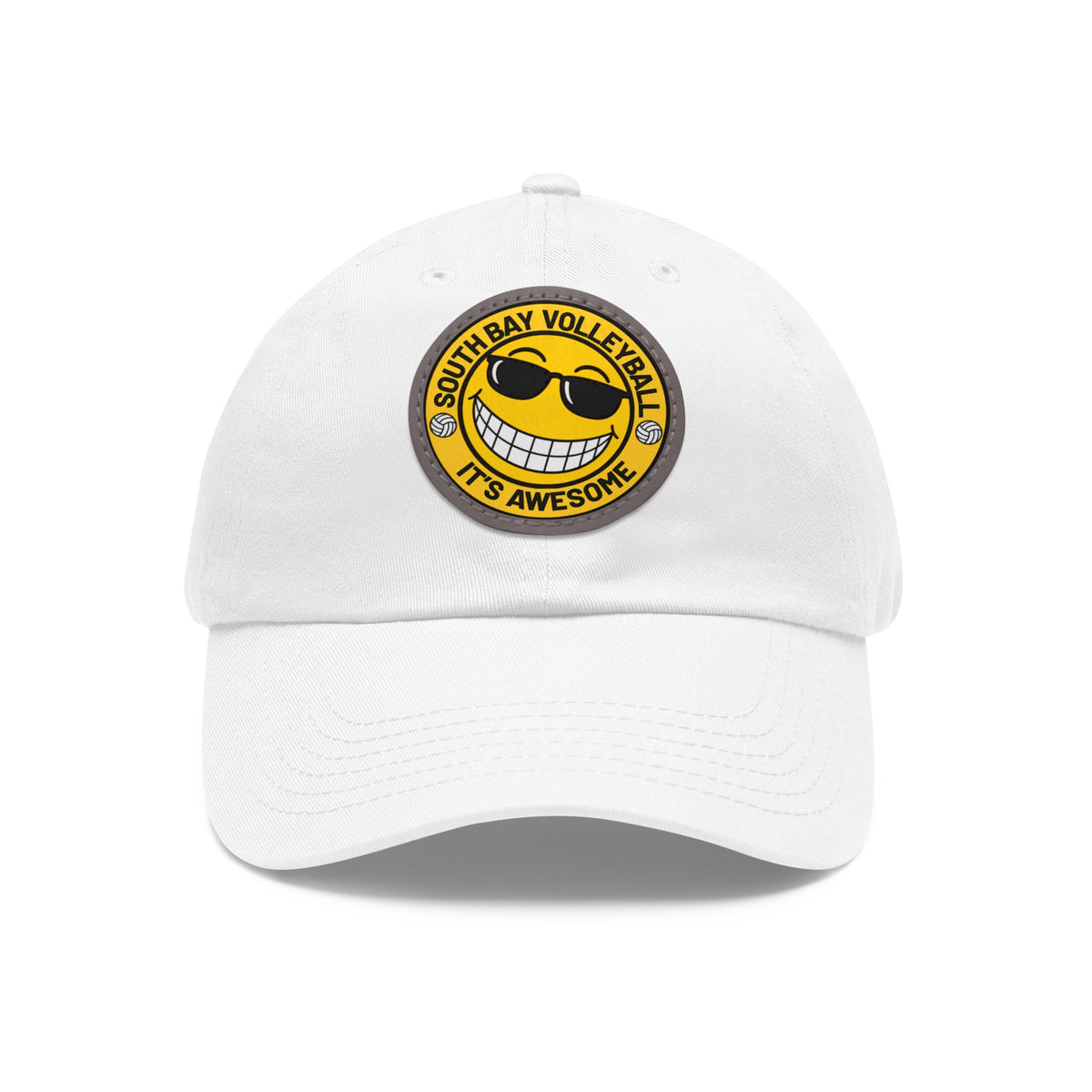 Volleyball Smiley Mom and Dad Hat — "South Bay Volleyball: It’s Awesome" Leather Patch