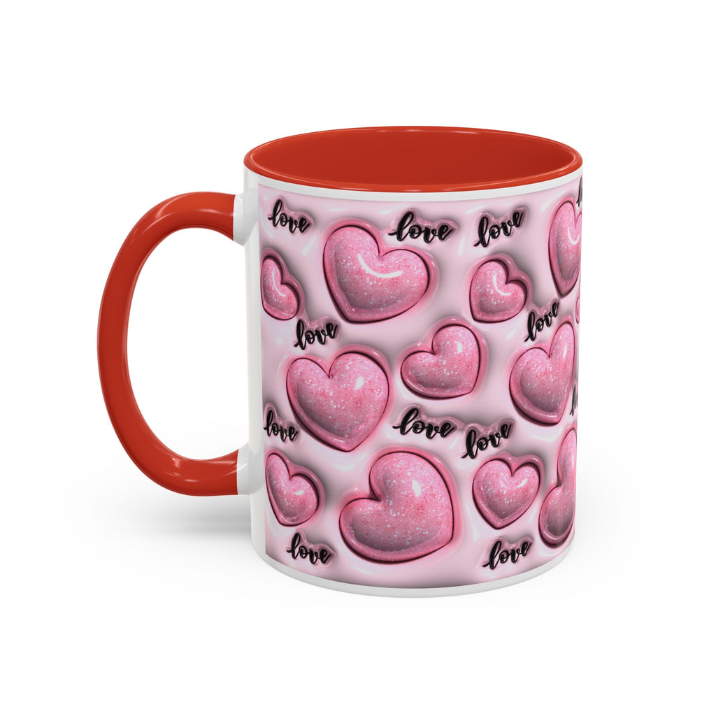 Pink Heart Pattern love Mug | Accent Coffee Mug 11oz 15oz