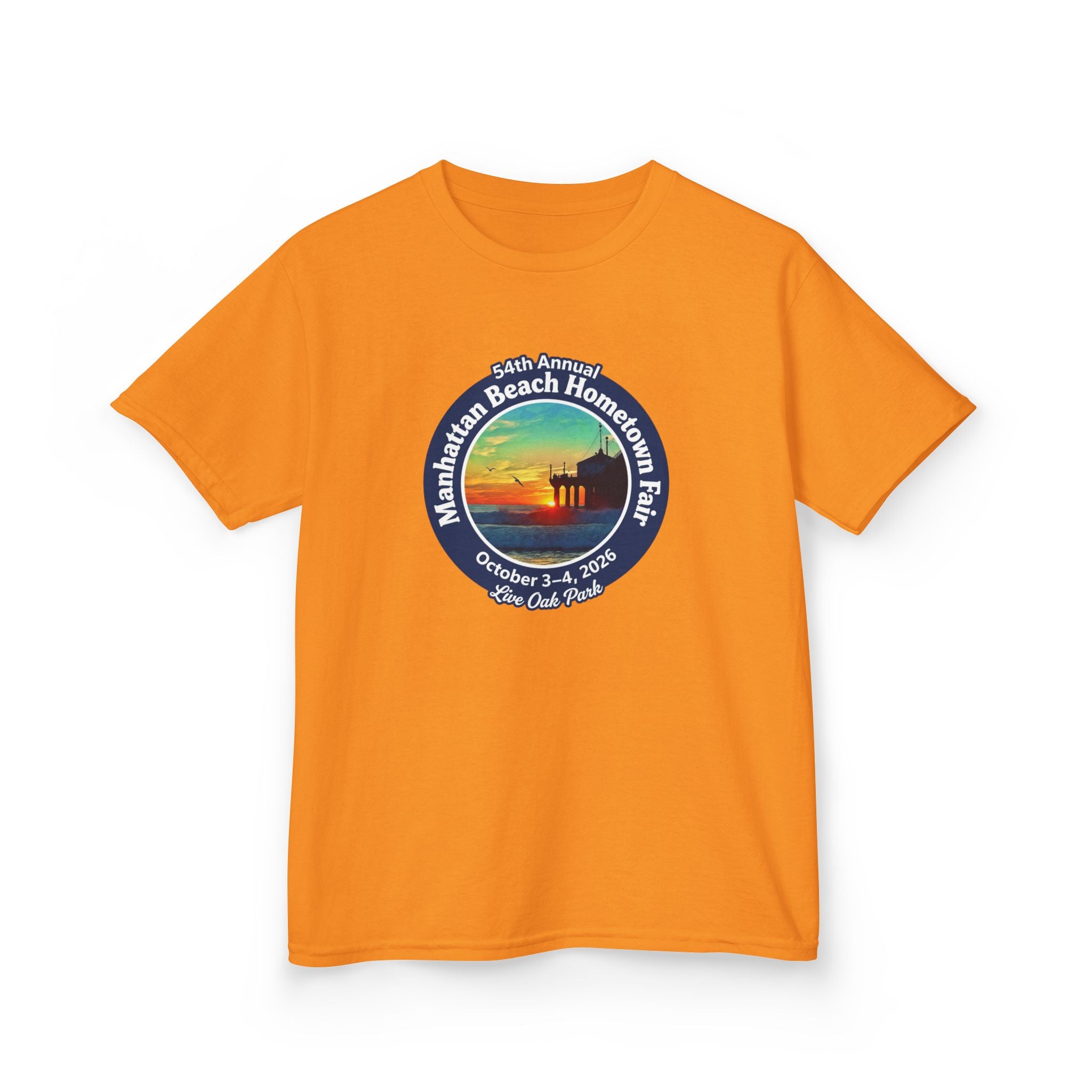Kids Tee — Manhattan Beach Hometown Fair 2026 Sunset Logo