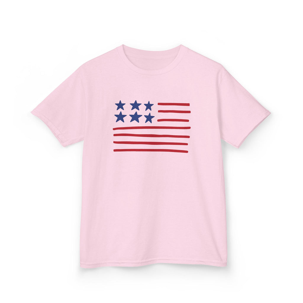 Stars and Stripes  Kids American Flag T-Shirt — Red & Blue Stars Stripe Patriotic Tee