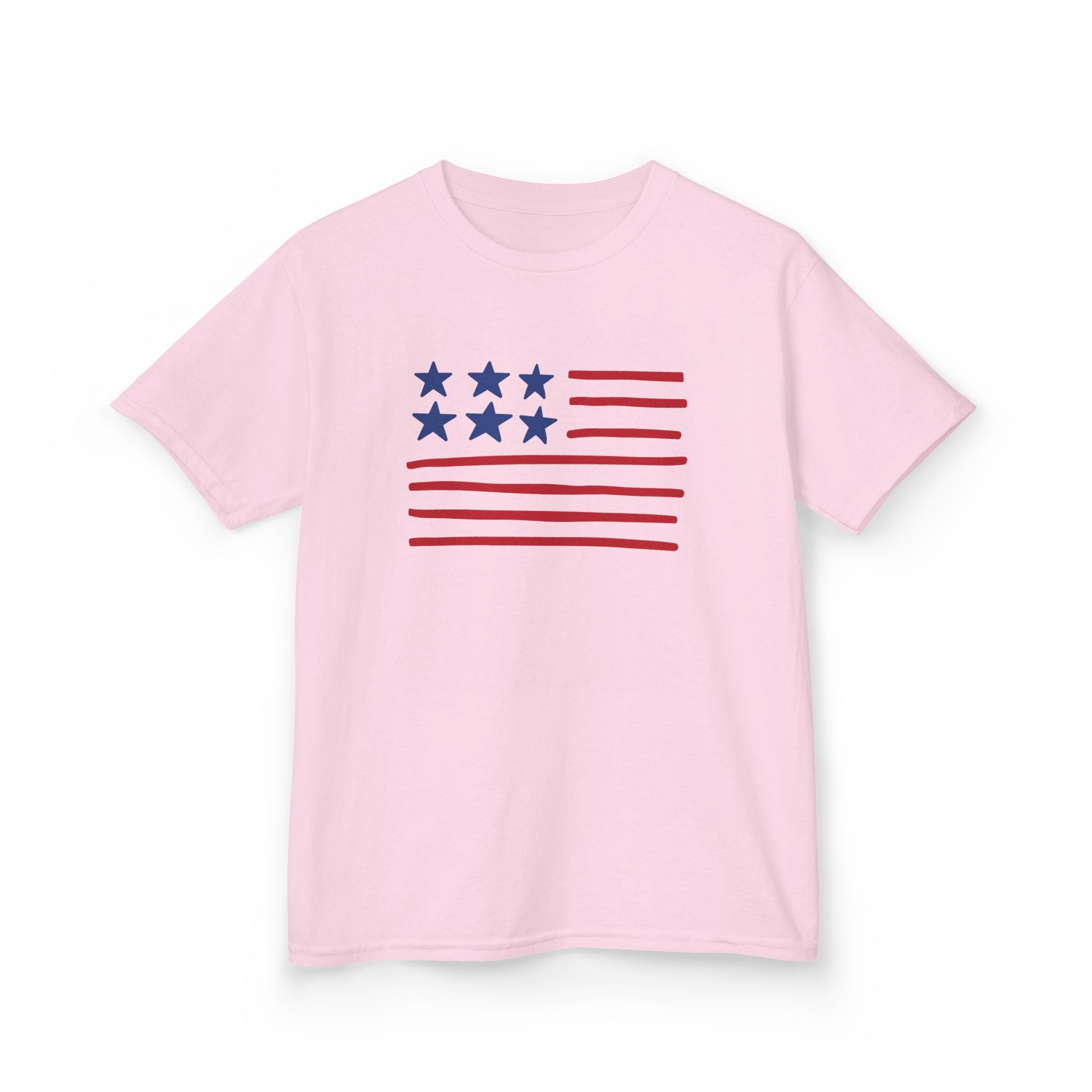 Stars and Stripes  Kids American Flag T-Shirt — Red & Blue Stars Stripe Patriotic Tee