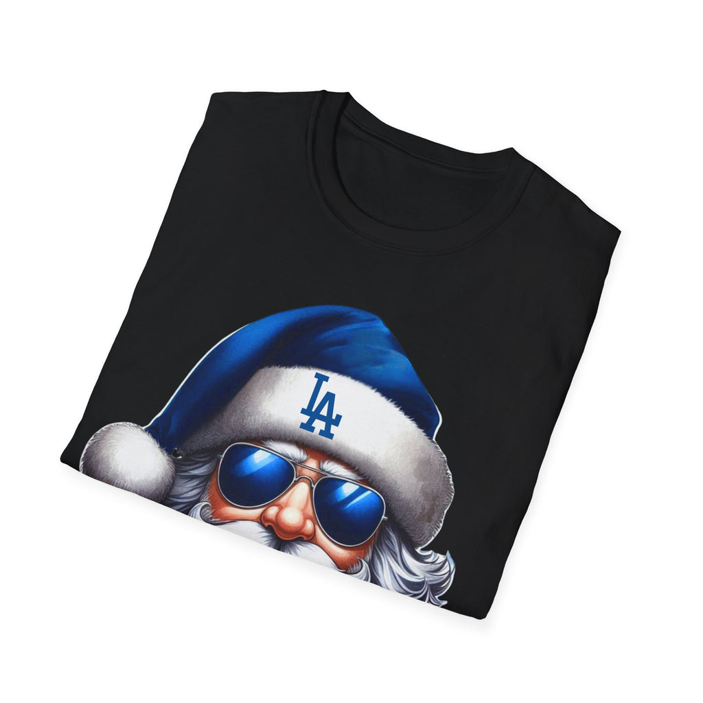 Blue Los Angeles Doyers Santa Tee | Santa Hat Graphic T-Shirt #Doyers