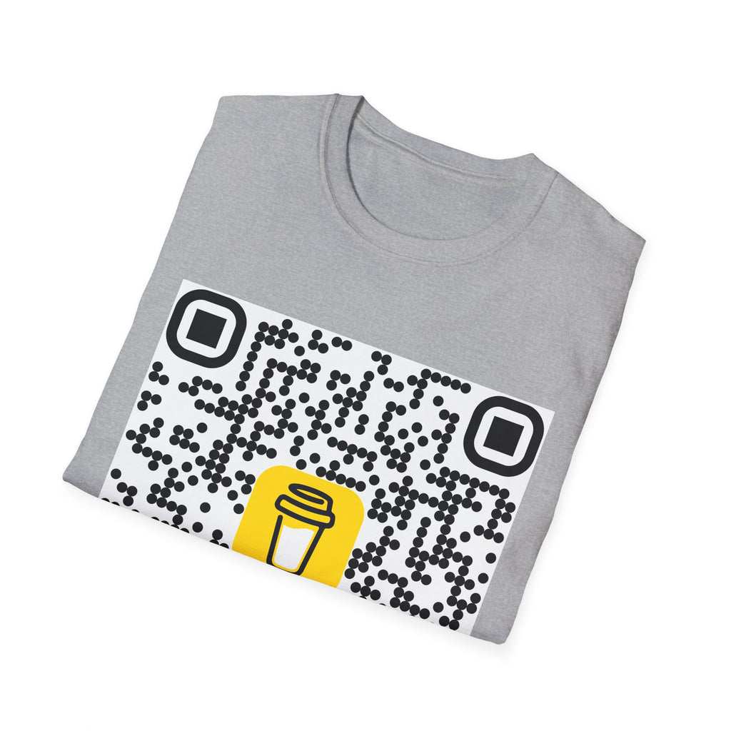 QR Code Coffee Cup T‑Shirt — Scan-to-Order Cafe Tee