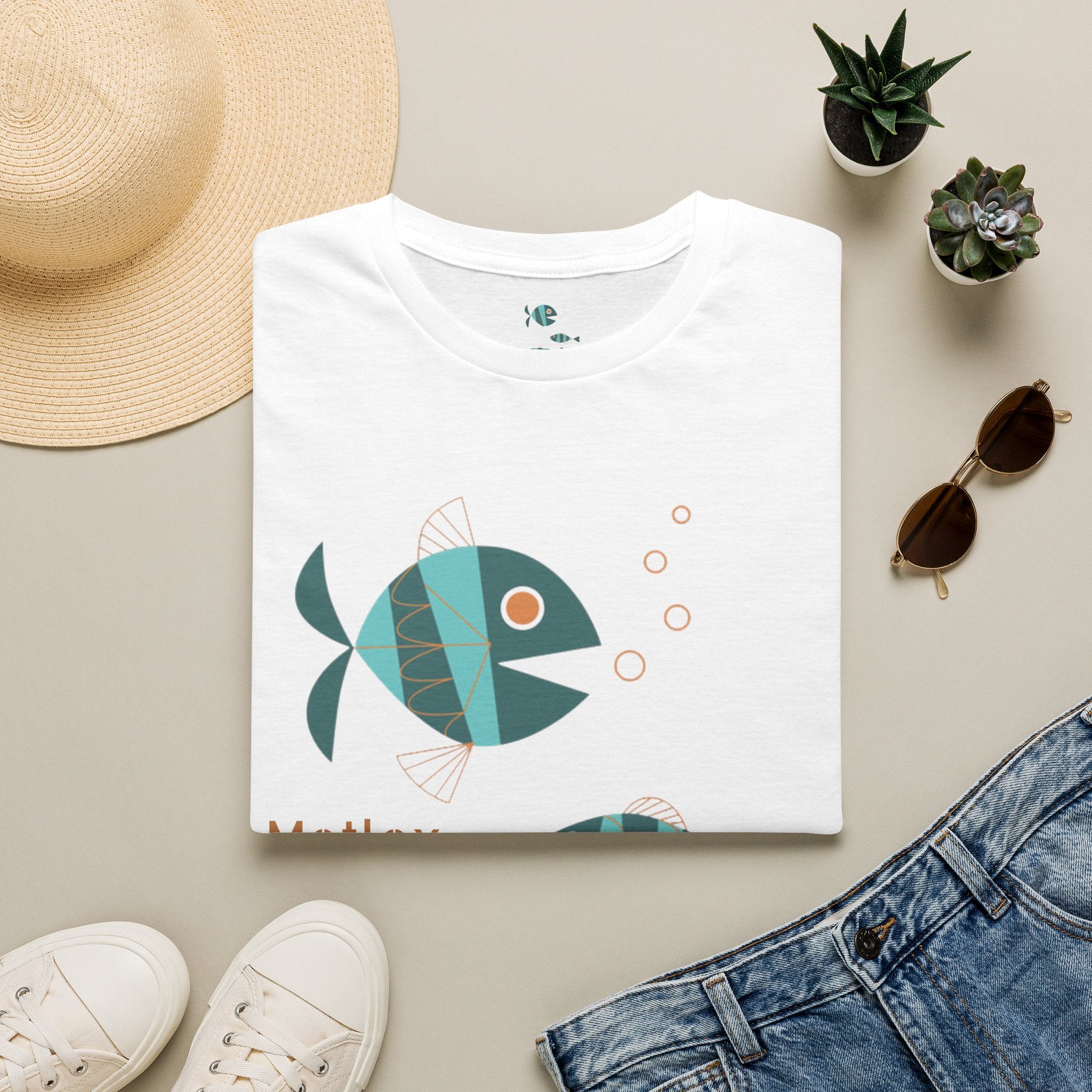 Metlox Pottery Fish Trio T-Shirt | Minimal Ocean Illustration