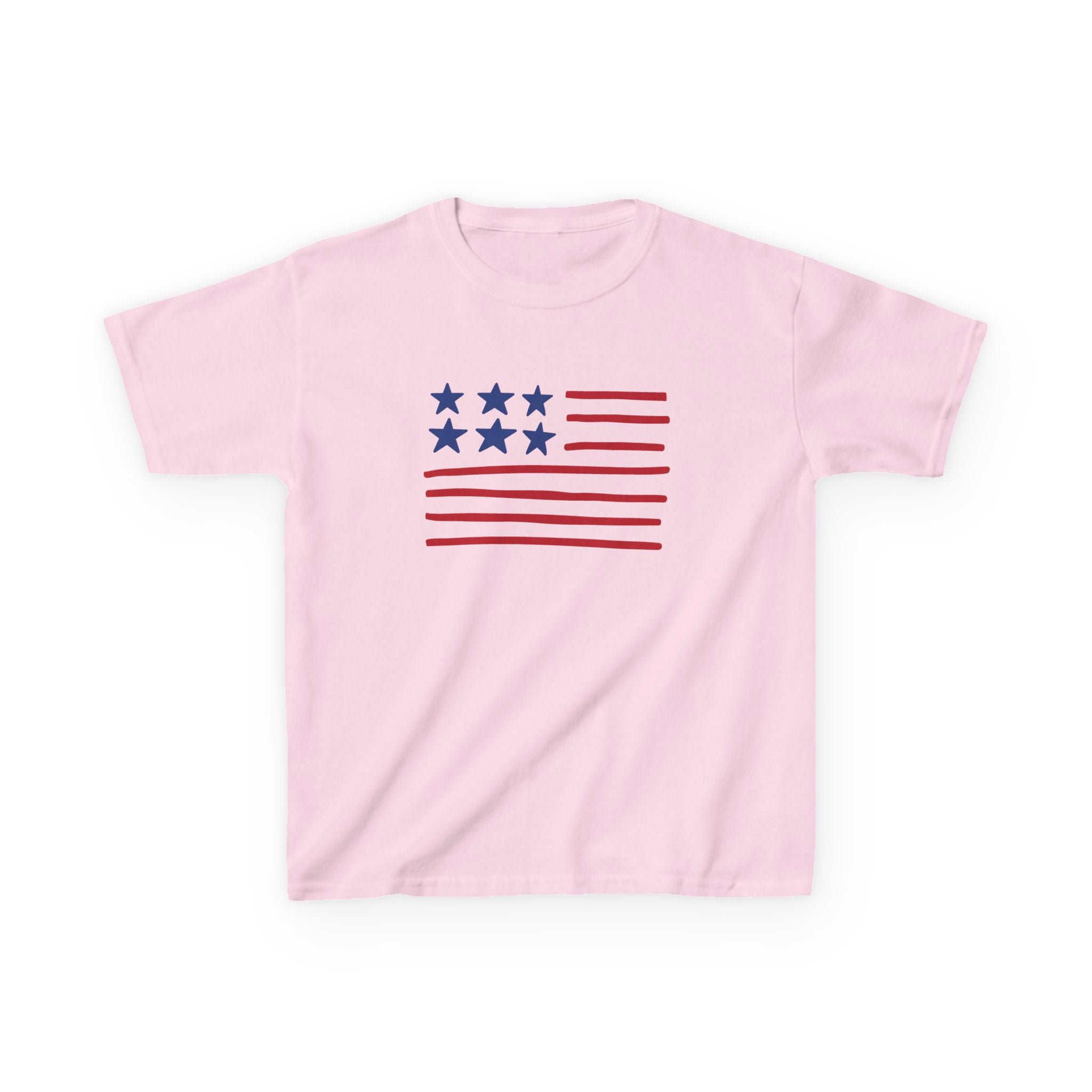 Stars and Stripes  Kids American Flag T-Shirt — Red & Blue Stars Stripe Patriotic Tee