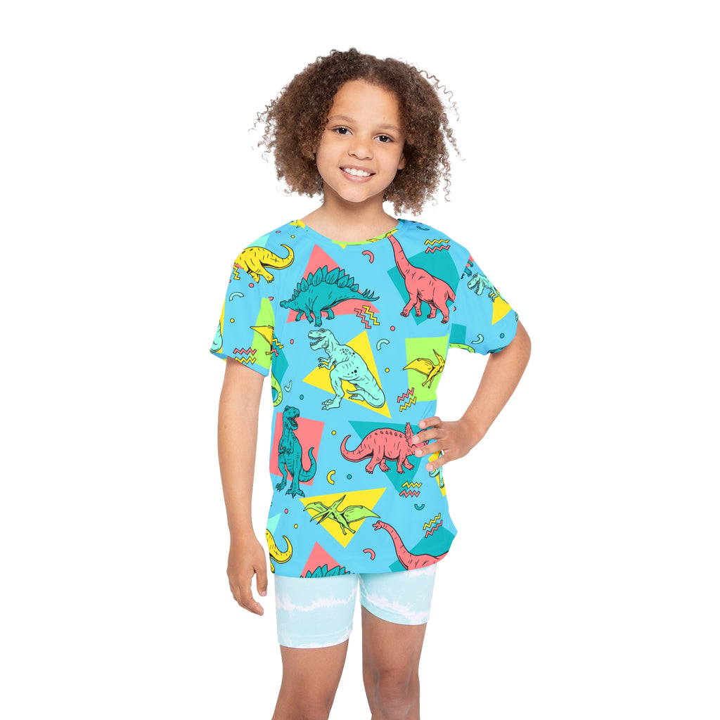 Retro Colorful Dinosaurs Kids Jersey | All-Over Print