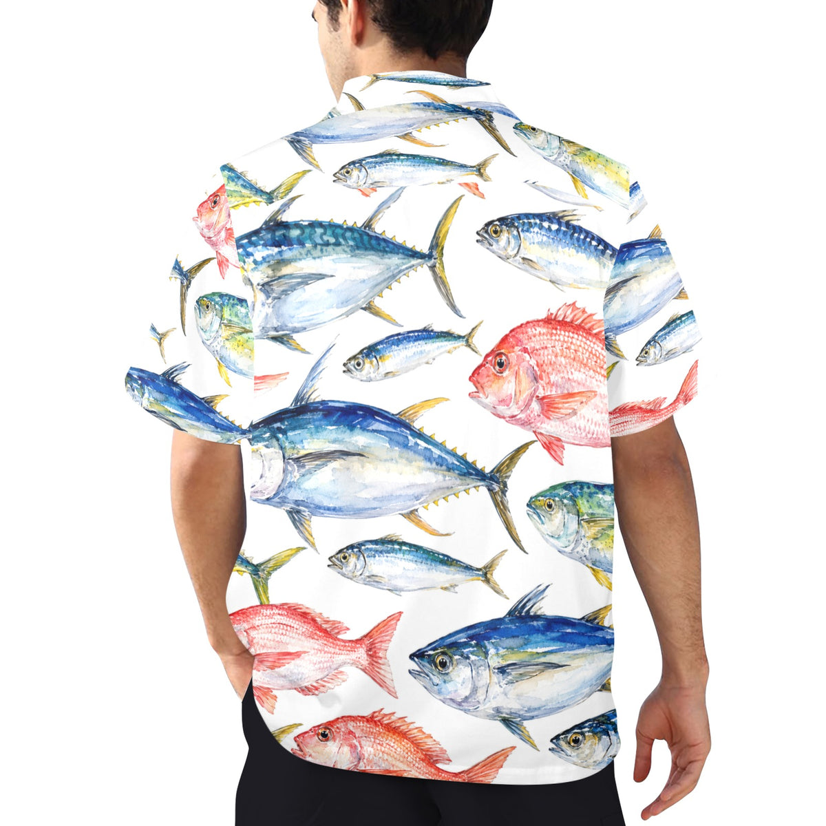 Something's Fishy - With Your Story  Men's All Over Print Hawaiian Shirt Made In USA Ships to USA Only