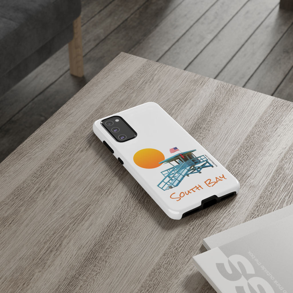 South Bay Lifeguard Stand with American Flag Tough Phone Cases