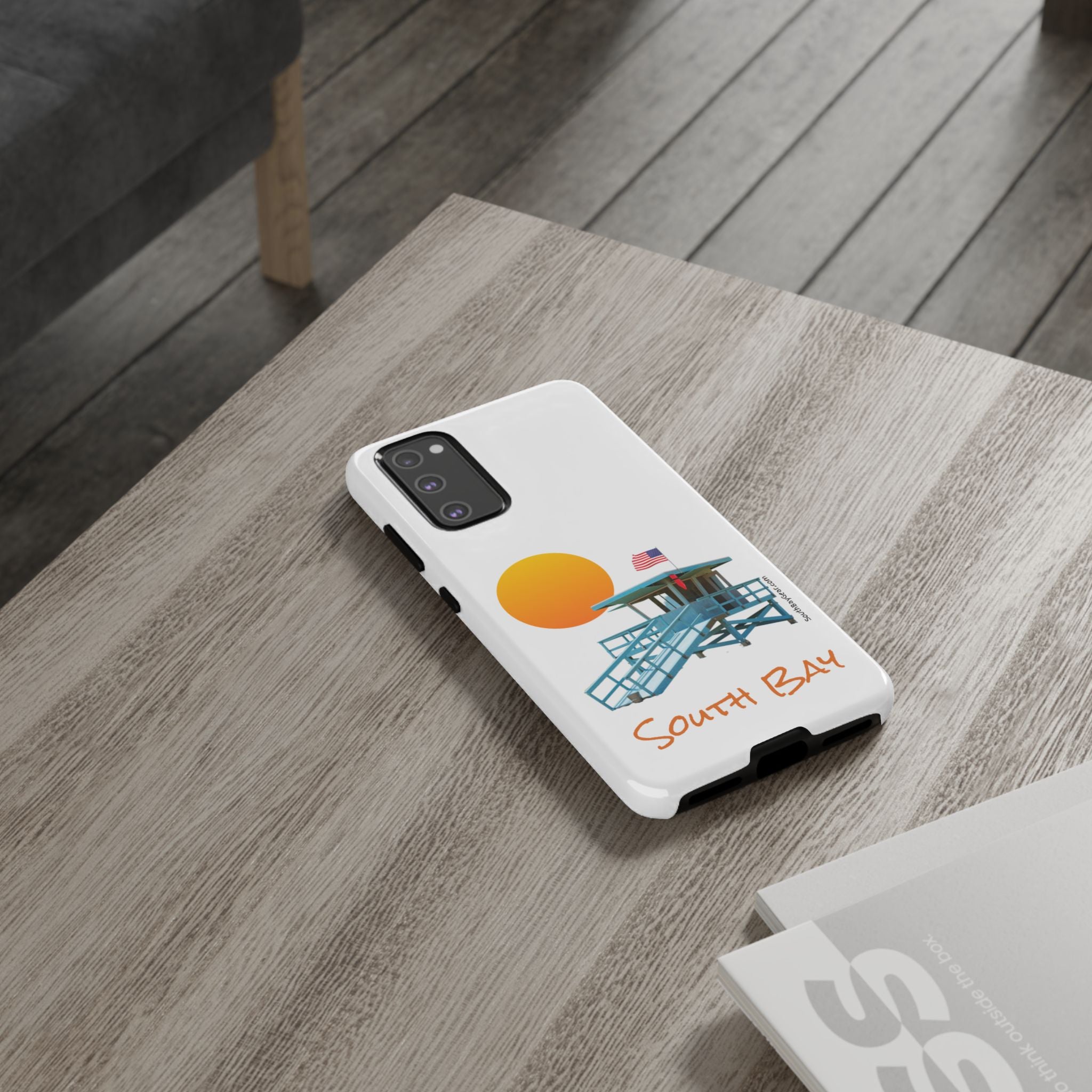 South Bay Lifeguard Stand with American Flag Tough Phone Cases