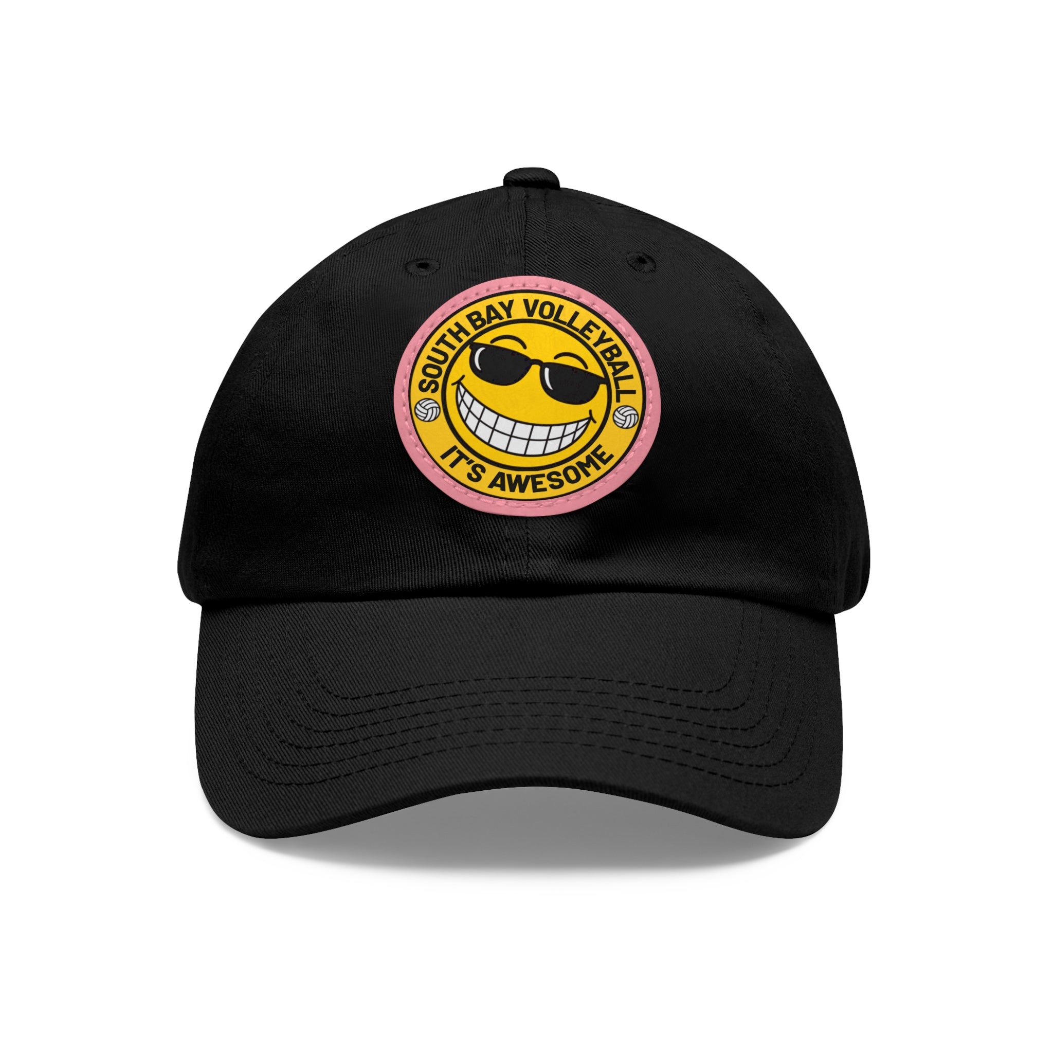 Volleyball Smiley Mom and Dad Hat — "South Bay Volleyball: It’s Awesome" Leather Patch
