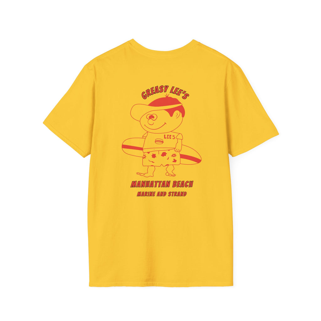 Greasy Lee's Manhattan Beach Old School T-Shirt | Marine and Strand Manhattan Beach Vintage Surf Design