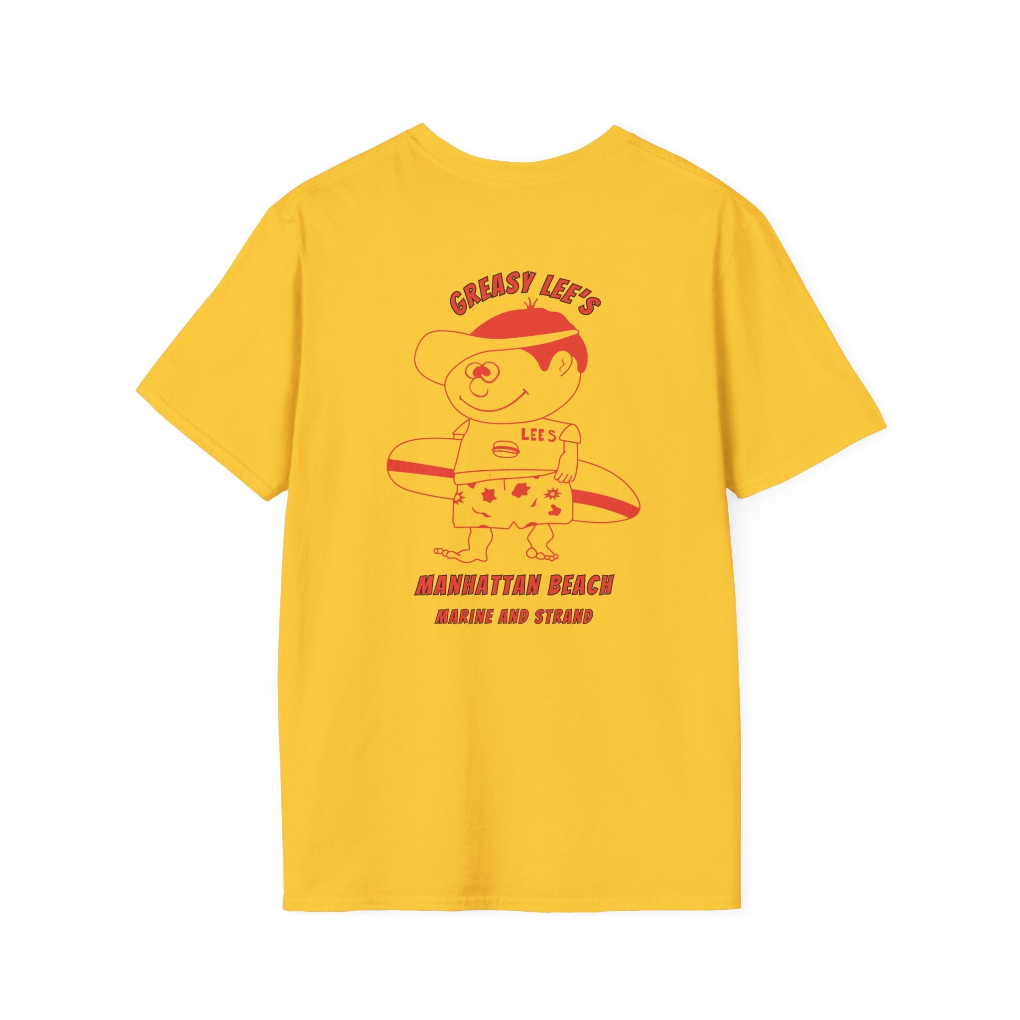 Greasy Lee's Manhattan Beach Old School T-Shirt | Marine and Strand Manhattan Beach Vintage Surf Design