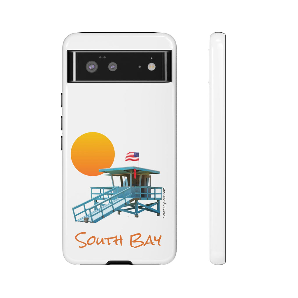South Bay Lifeguard Stand with American Flag Tough Phone Cases
