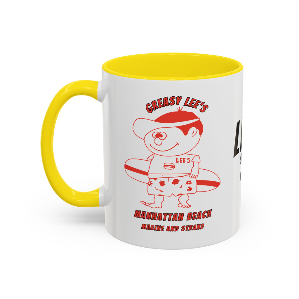 Greasy Lee's Surfer Logo Mug | Marine and Strand Manhattan Beach Old School  Accent Coffee Mug 11oz 15oz