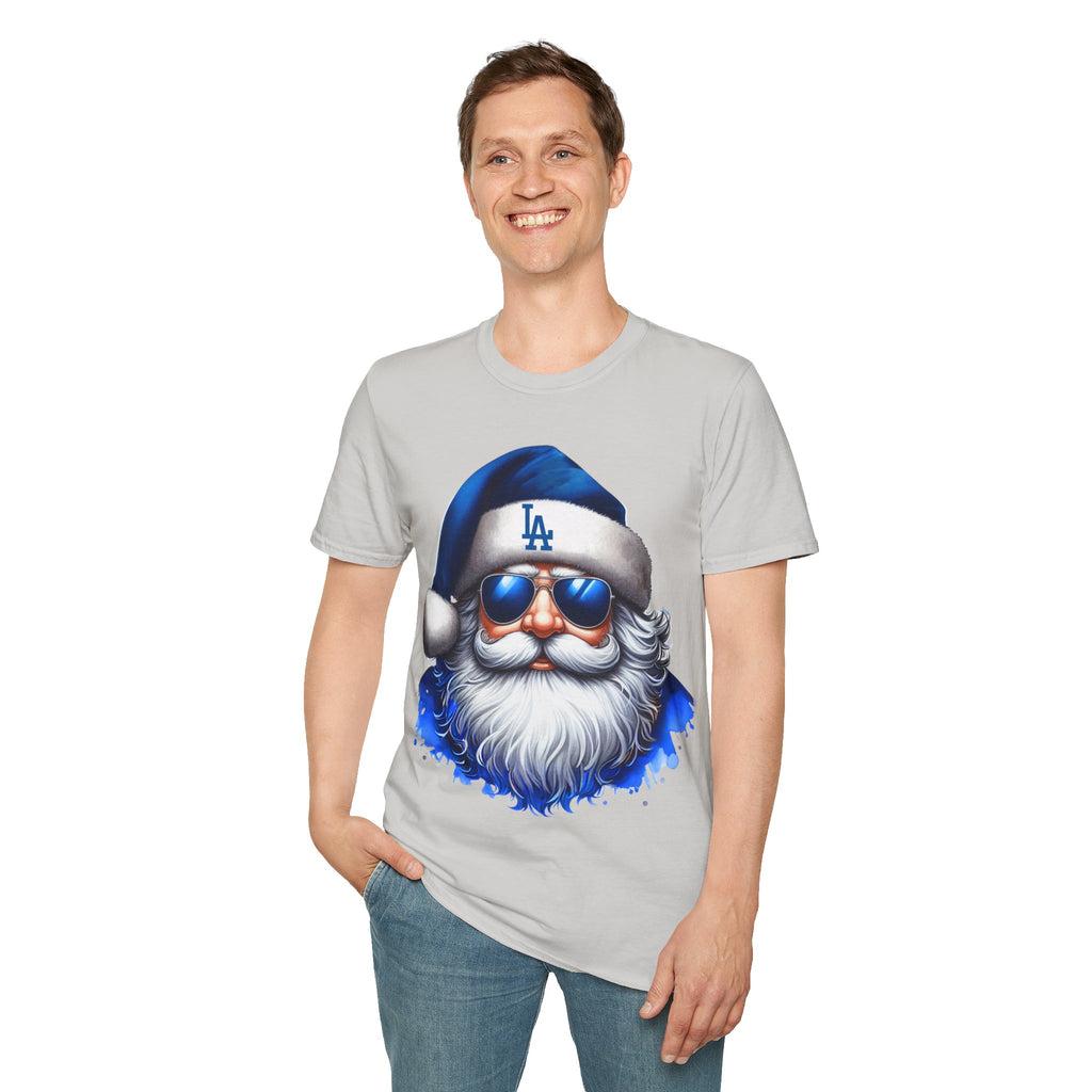 LA Dodgers Blue Santa T-Shirt — Cool Sunglasses Holiday Tee