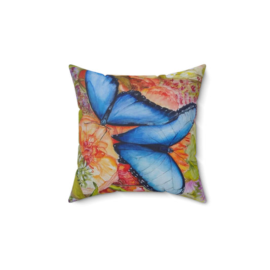 California Blue Butterfly - Spun Polyester Square Pillow