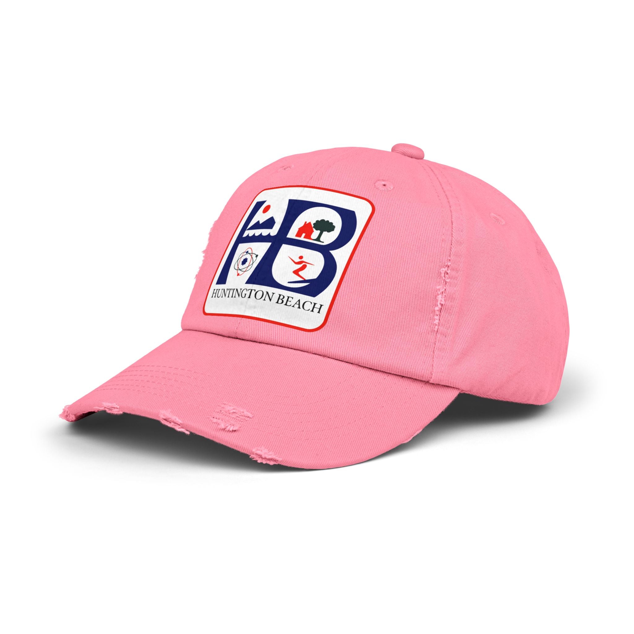 Huntington Beach Distressed Mom and Dad Hat — Vintage Surf & Coastal Patch Cap