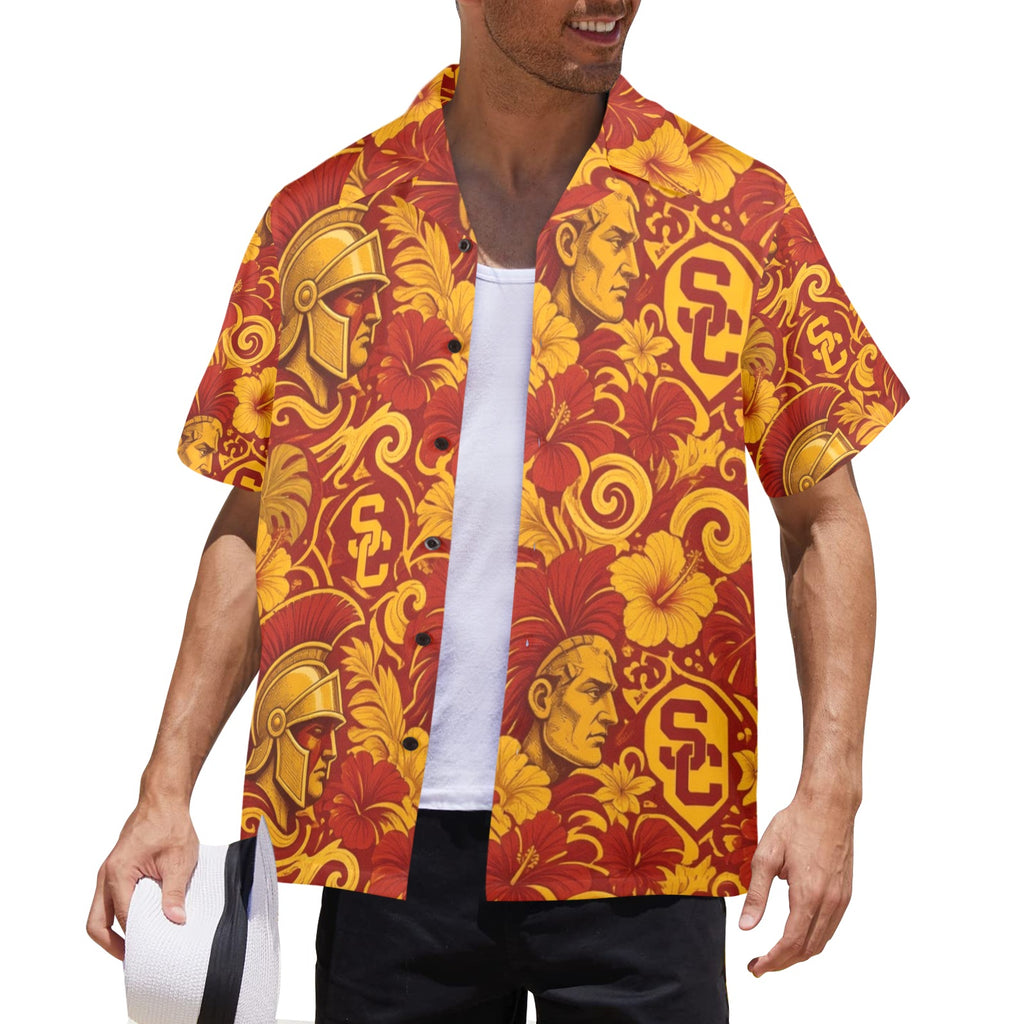 USC Men's All Over Print Hawaiian Shirt Made In USA Ships to USA Only