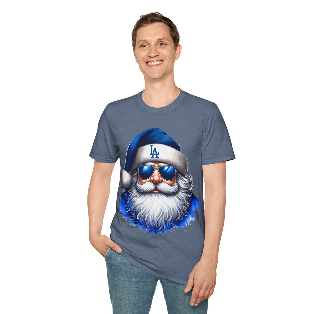 LA Dodgers Blue Santa T-Shirt — Cool Sunglasses Holiday Tee