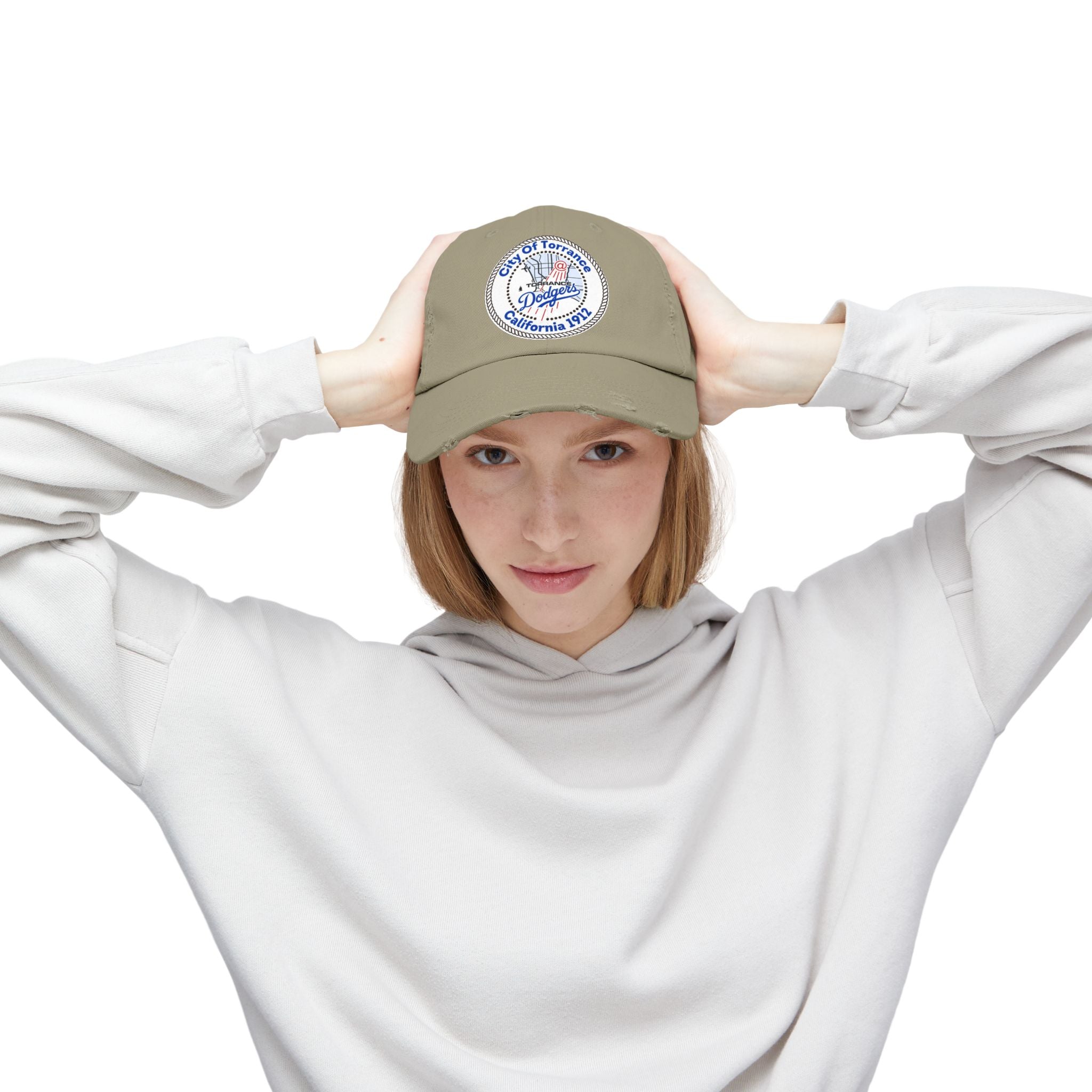 Distressed Baseball Cap with Torrance Dodgers Patch