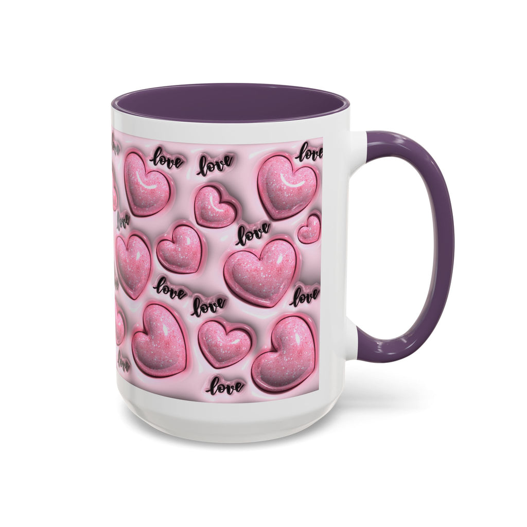 Pink Heart Pattern love Mug | Accent Coffee Mug 11oz 15oz