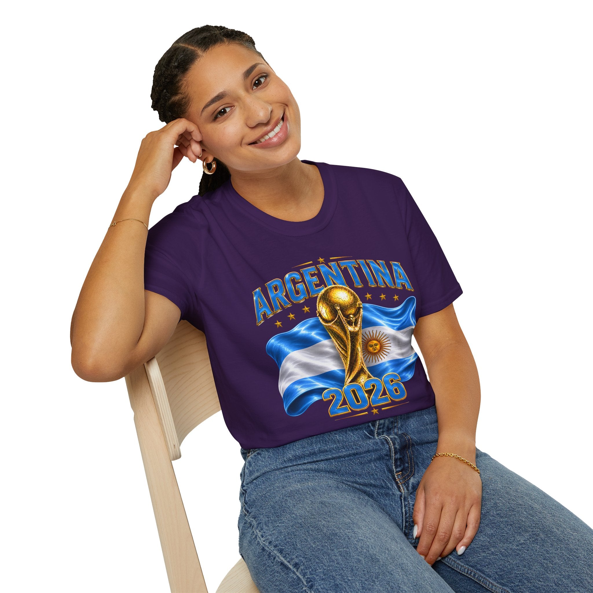 Argentina 2026 World Cup T-Shirt — Golden Trophy & Flag Soccer Fan Tee