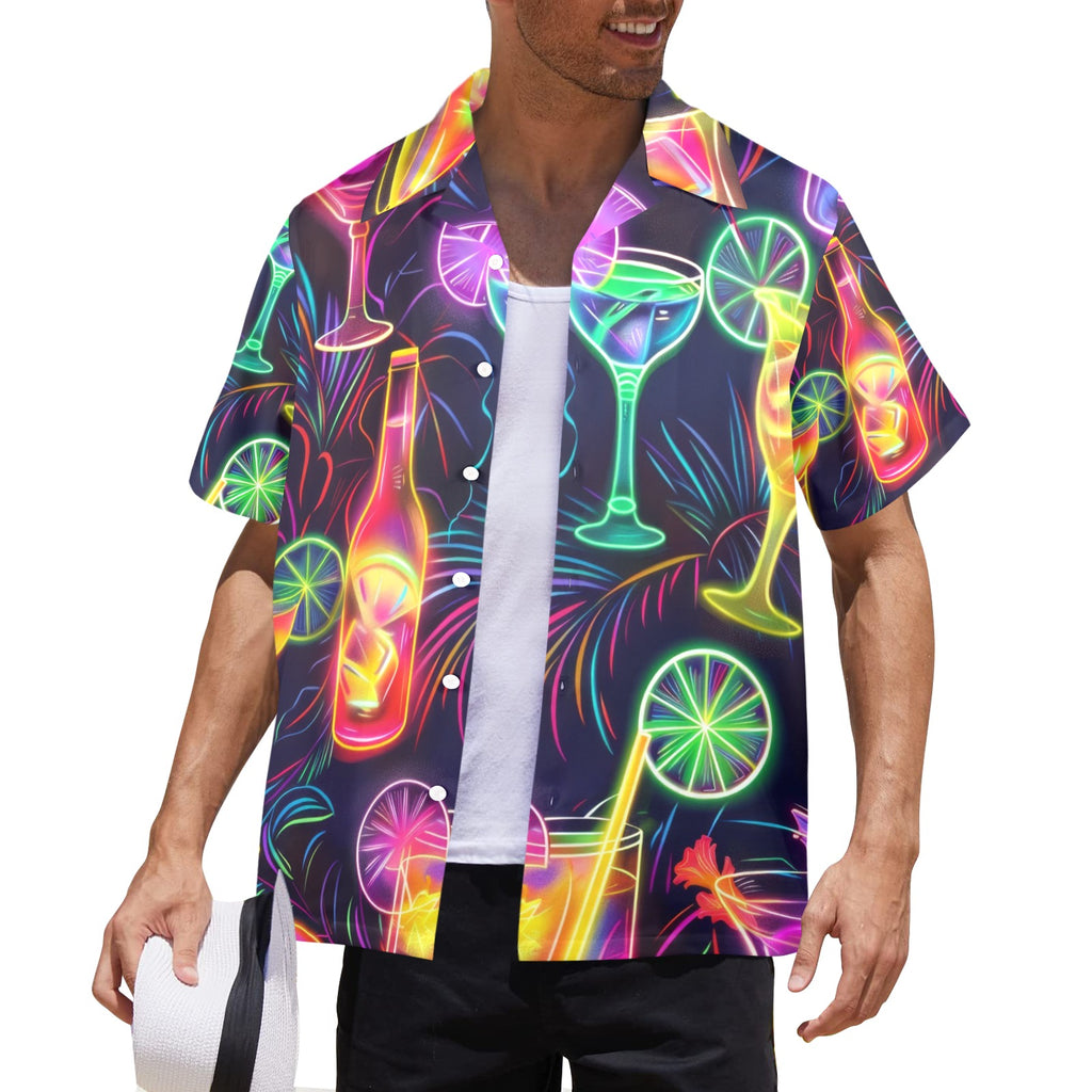 The Cocktail Men's All Over Print Hawaiian Shirt Made In USA Ships to USA Only
