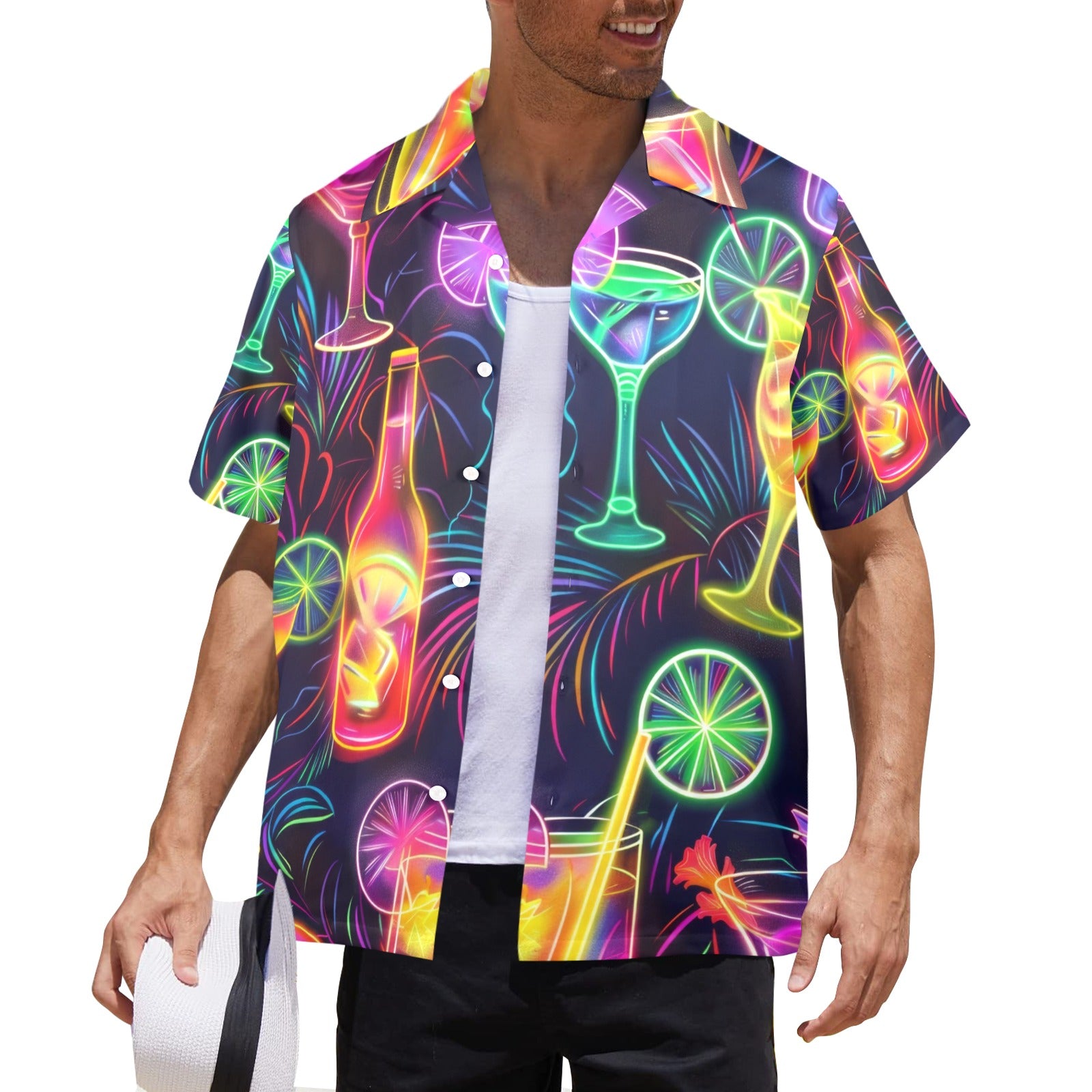 The Cocktail Men's All Over Print Hawaiian Shirt Made In USA Ships to USA Only