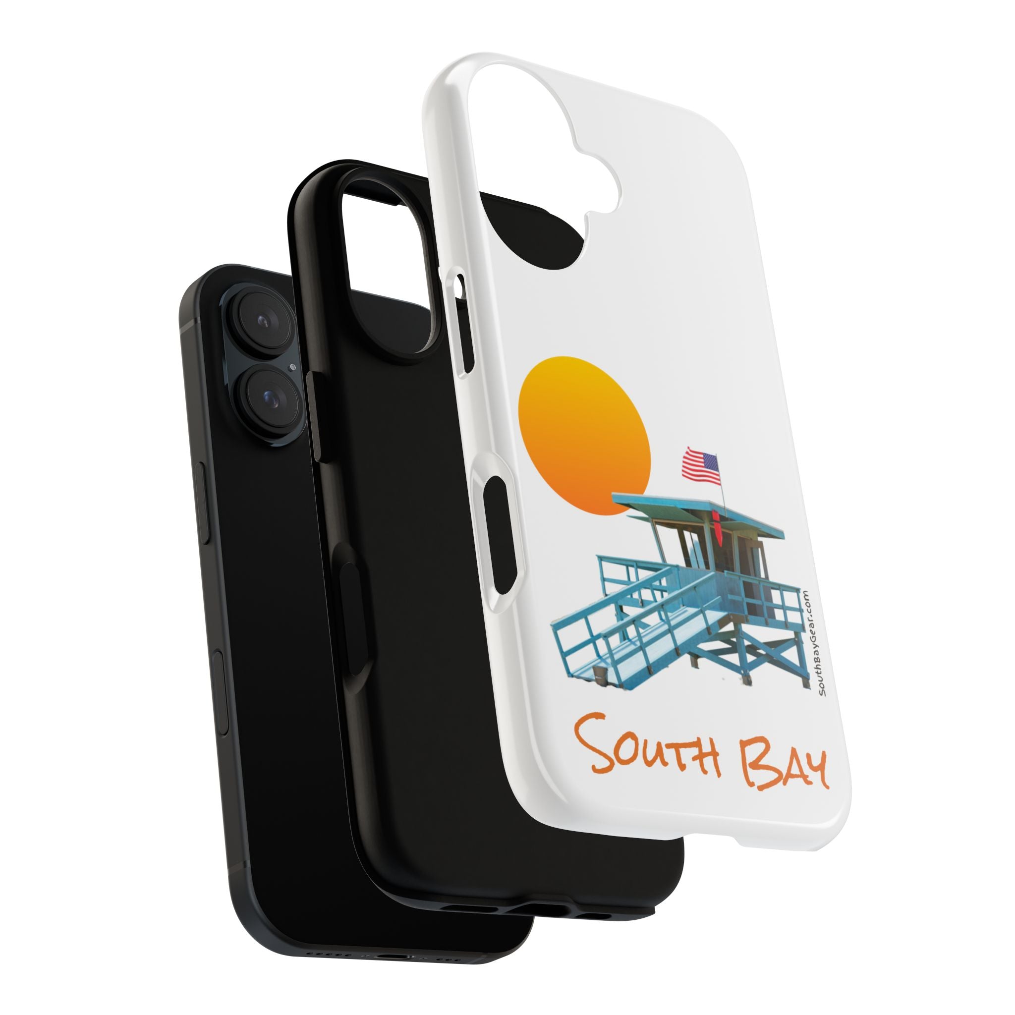South Bay Lifeguard Stand with American Flag Tough Phone Cases