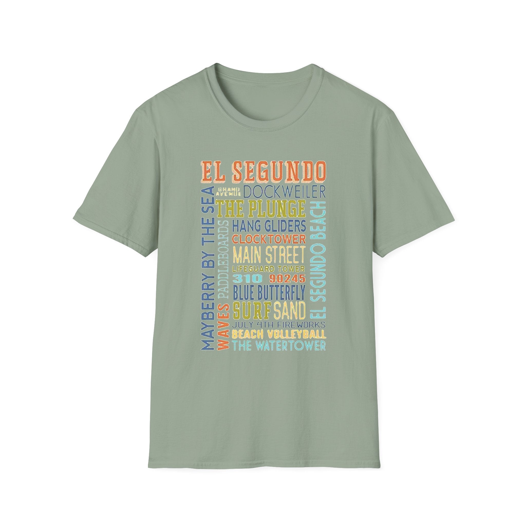 El Segundo Typography T-Shirt | Beach Town Landmarks Word Art