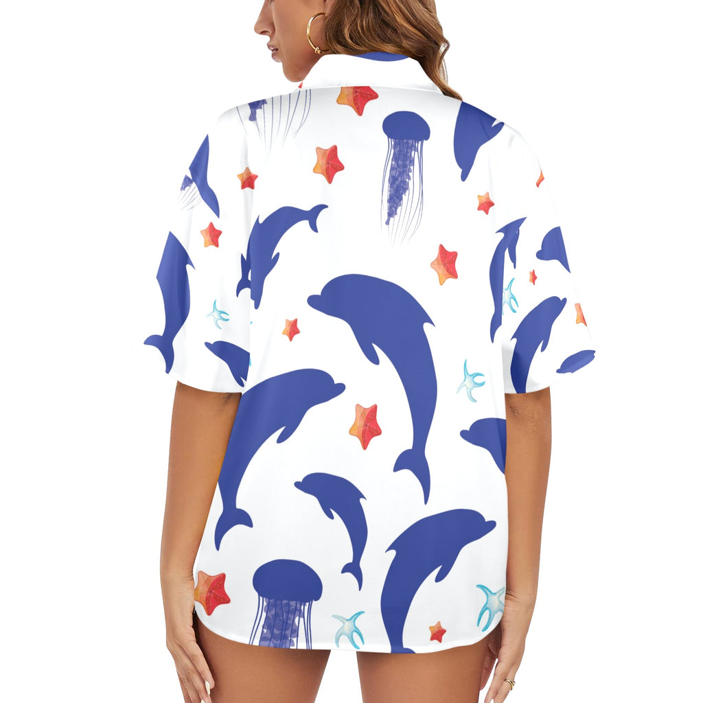 Dolphins Women's All Over Print  Shirt （Made in USA，Ships to USA Only）Free Shipping
