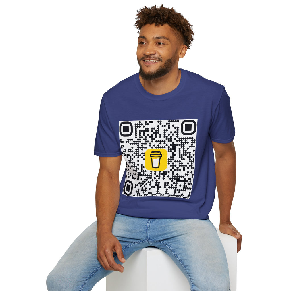 QR Code Coffee Cup T‑Shirt — Scan-to-Order Cafe Tee