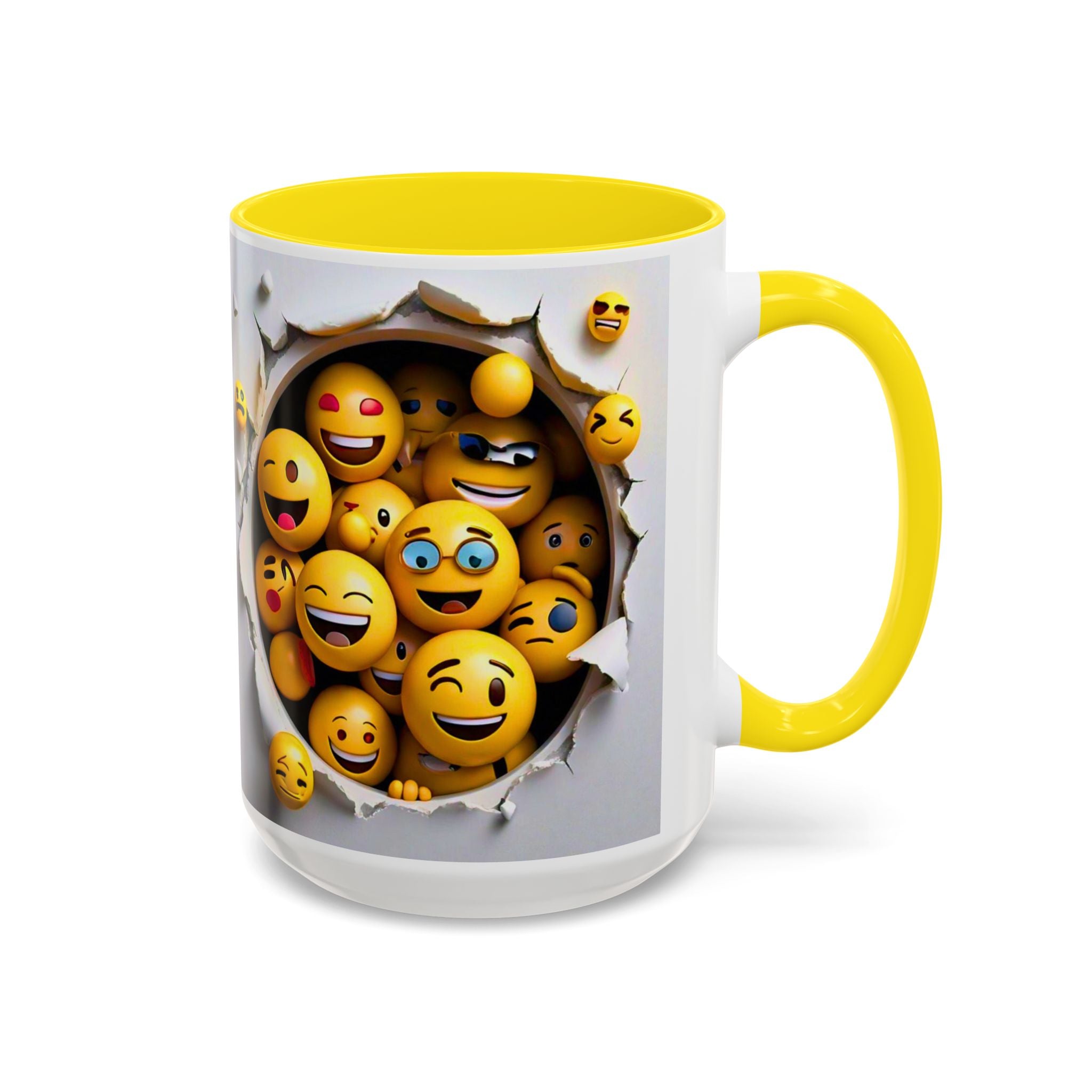 Emoji Explosion Coffee Mug | Accent Inner & Handle Color, 11oz 15oz