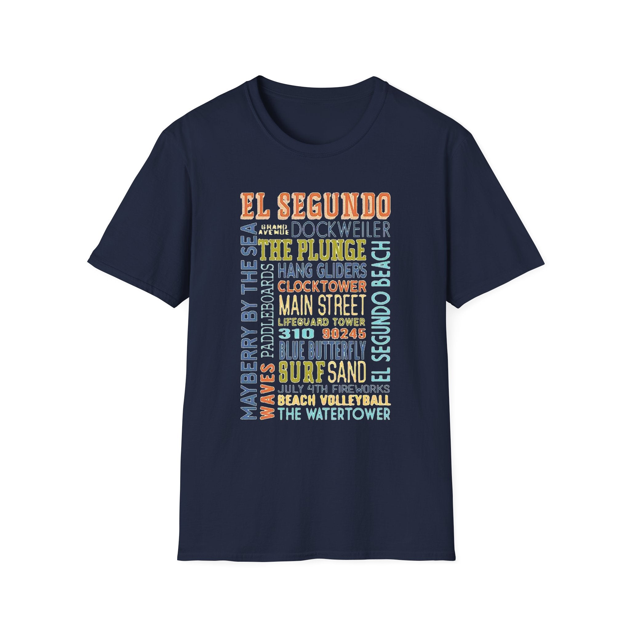 El Segundo Typography T-Shirt | Beach Town Landmarks Word Art