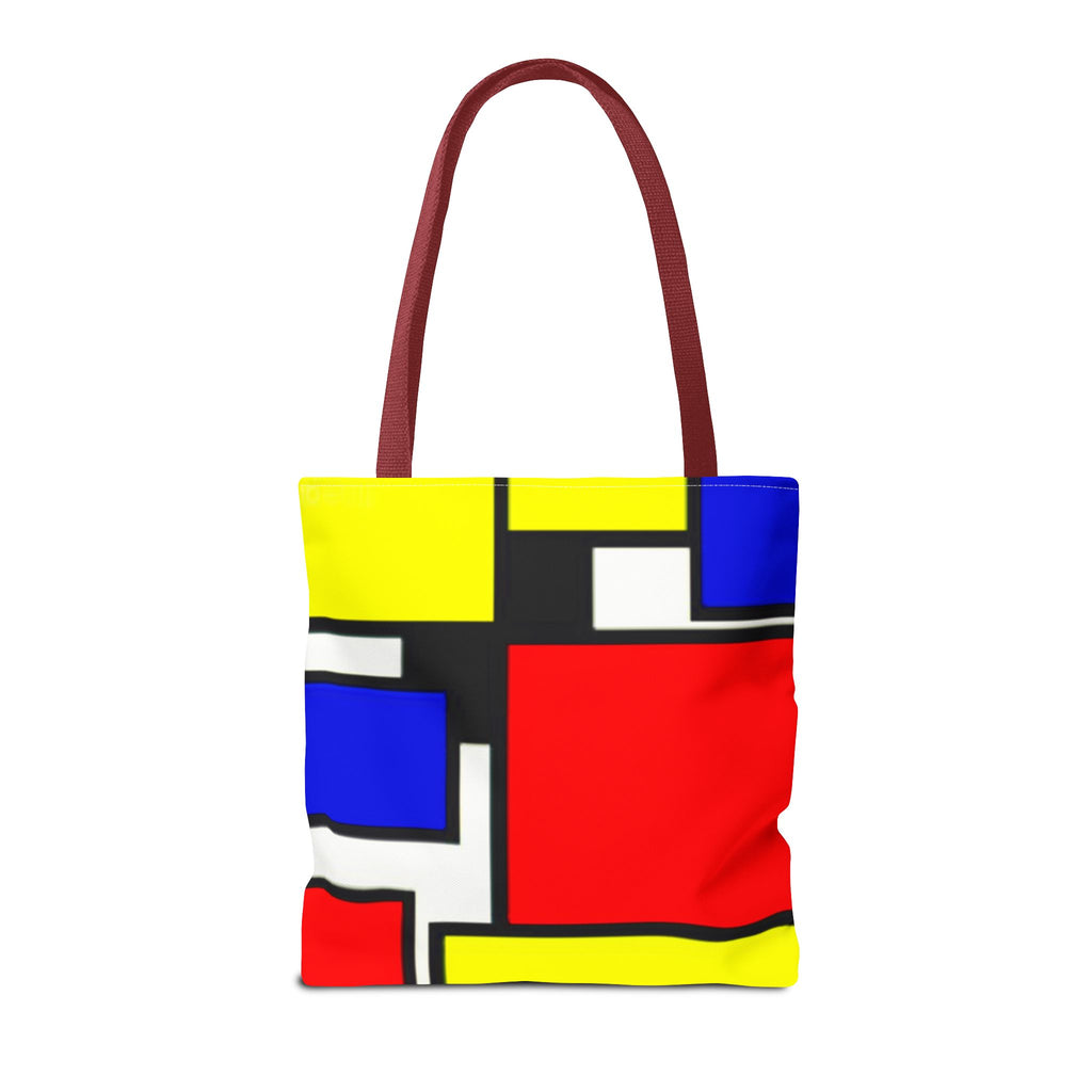 C'mon Get Happy Primary Color Geometric Grid Tote Bag | 1970s Abstract Art