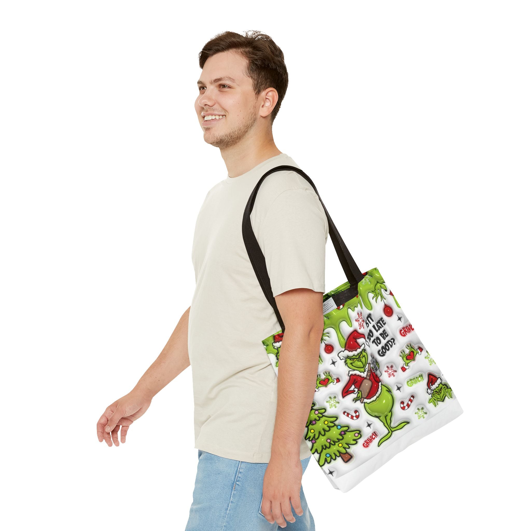 Christmas Tote Bag, Holiday Shopping Bag, Grinch Gift, Festive Reusable Bag, Cute Winter Accessory