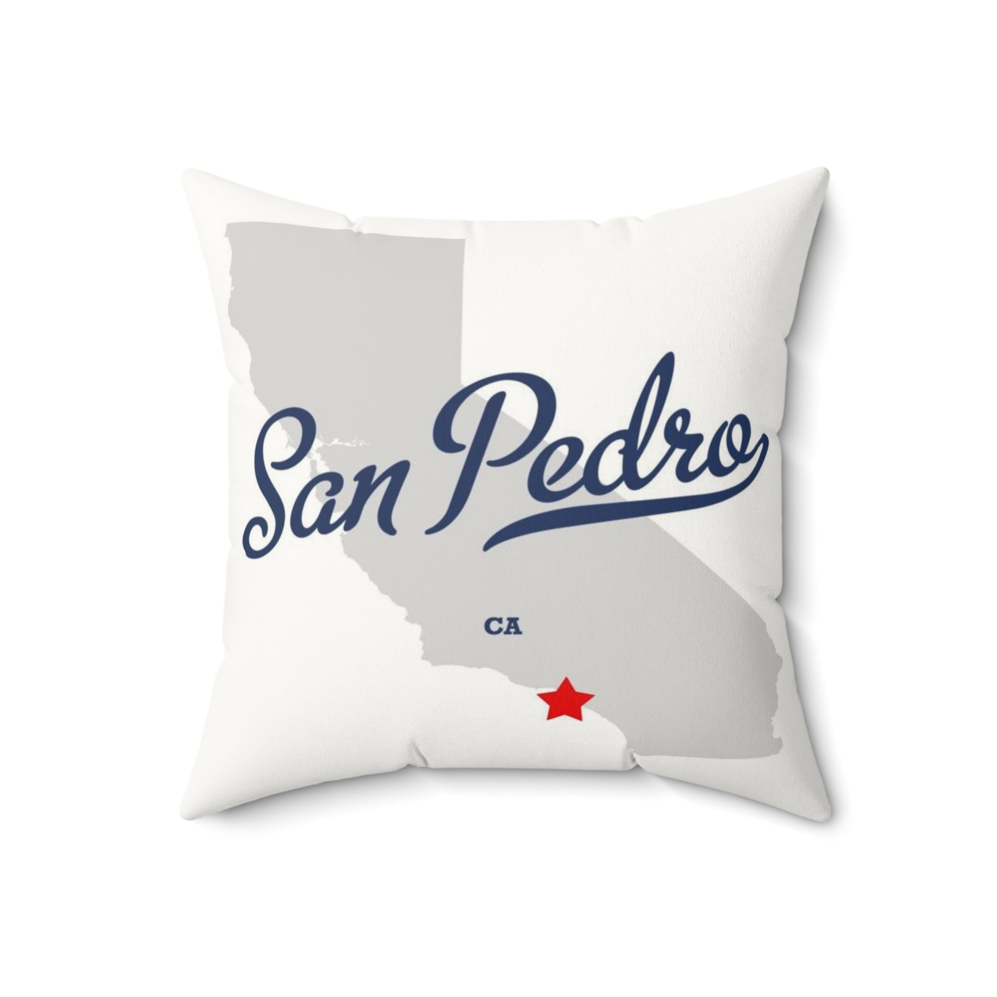 San Pedro California Map - Faux Suede Square Pillow