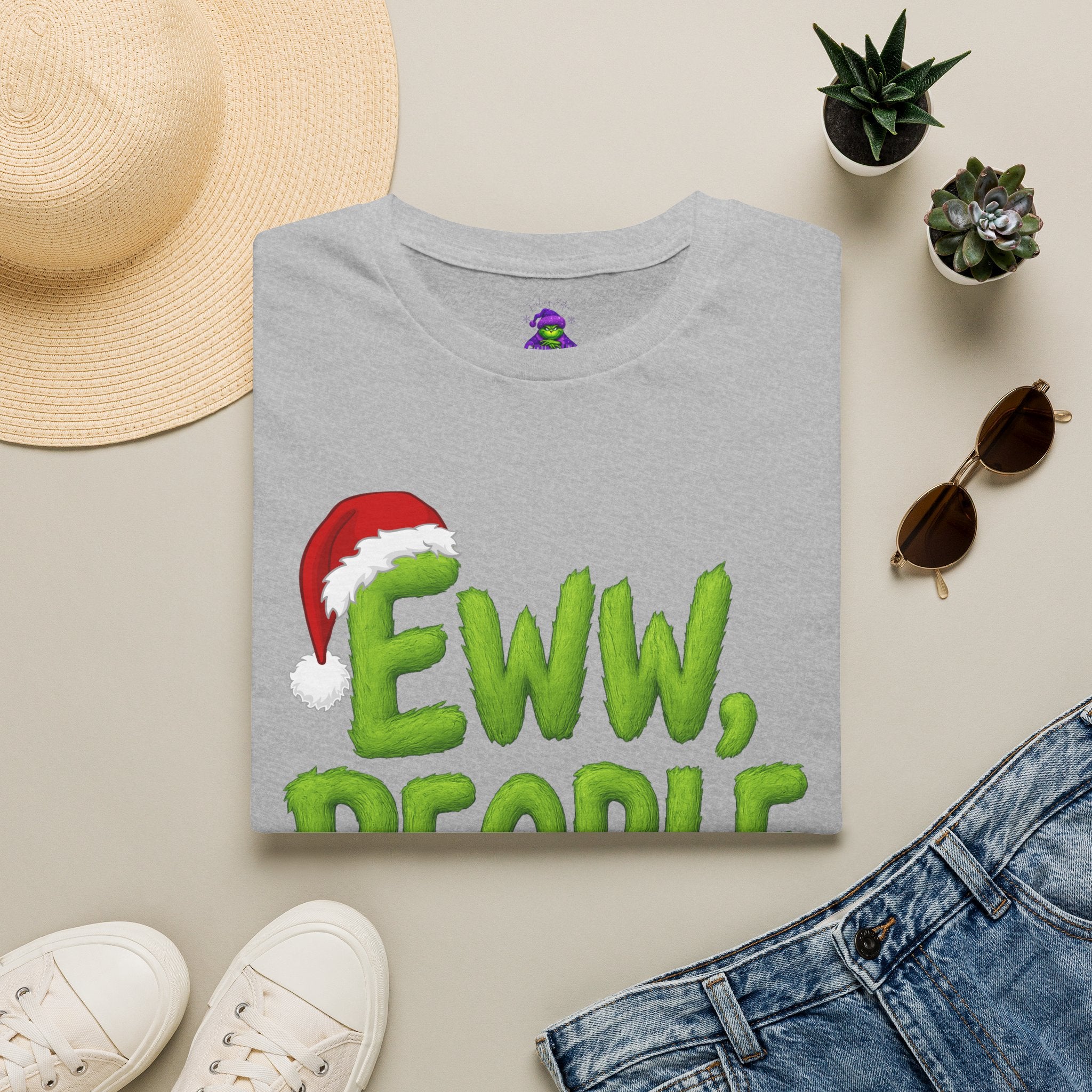 Eww, People T-Shirt | Funny Grinchy Santa Hat Holiday Tee