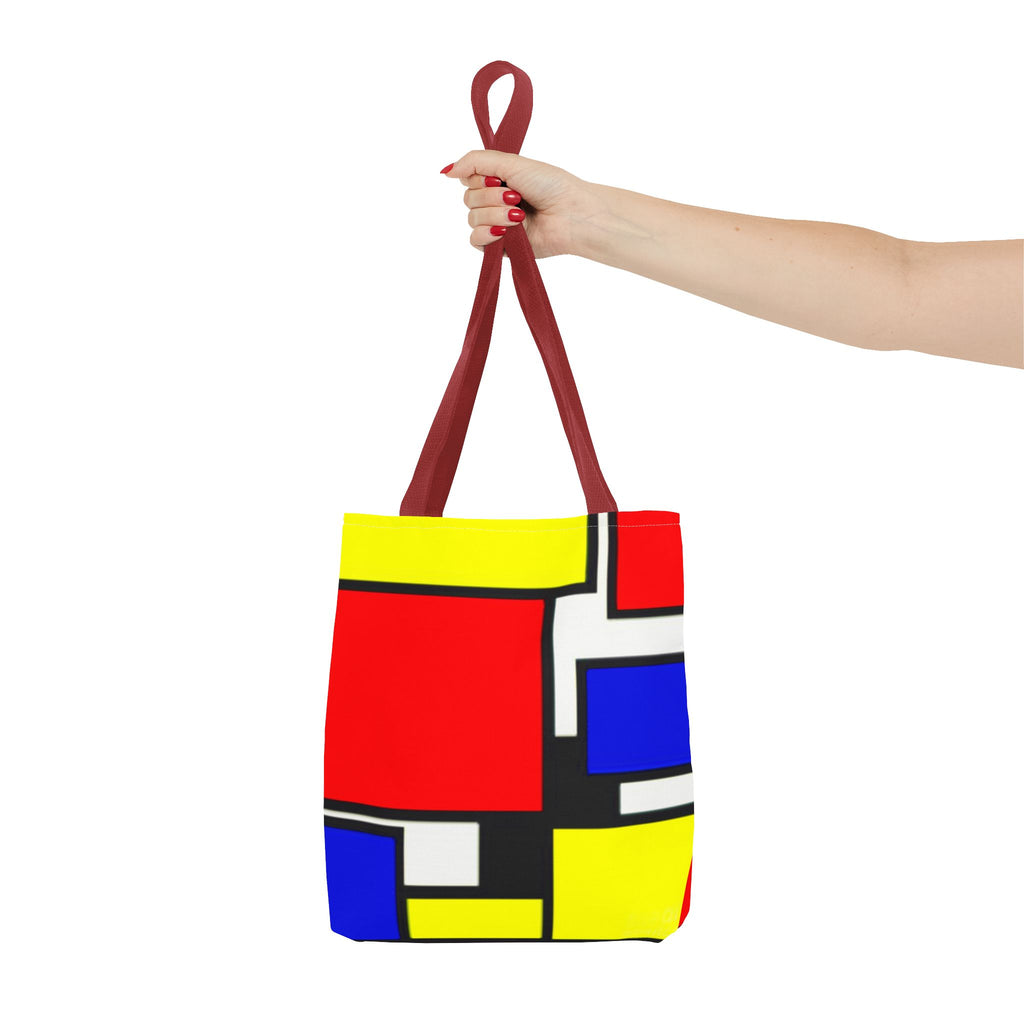 C'mon Get Happy Primary Color Geometric Grid Tote Bag | 1970s Abstract Art