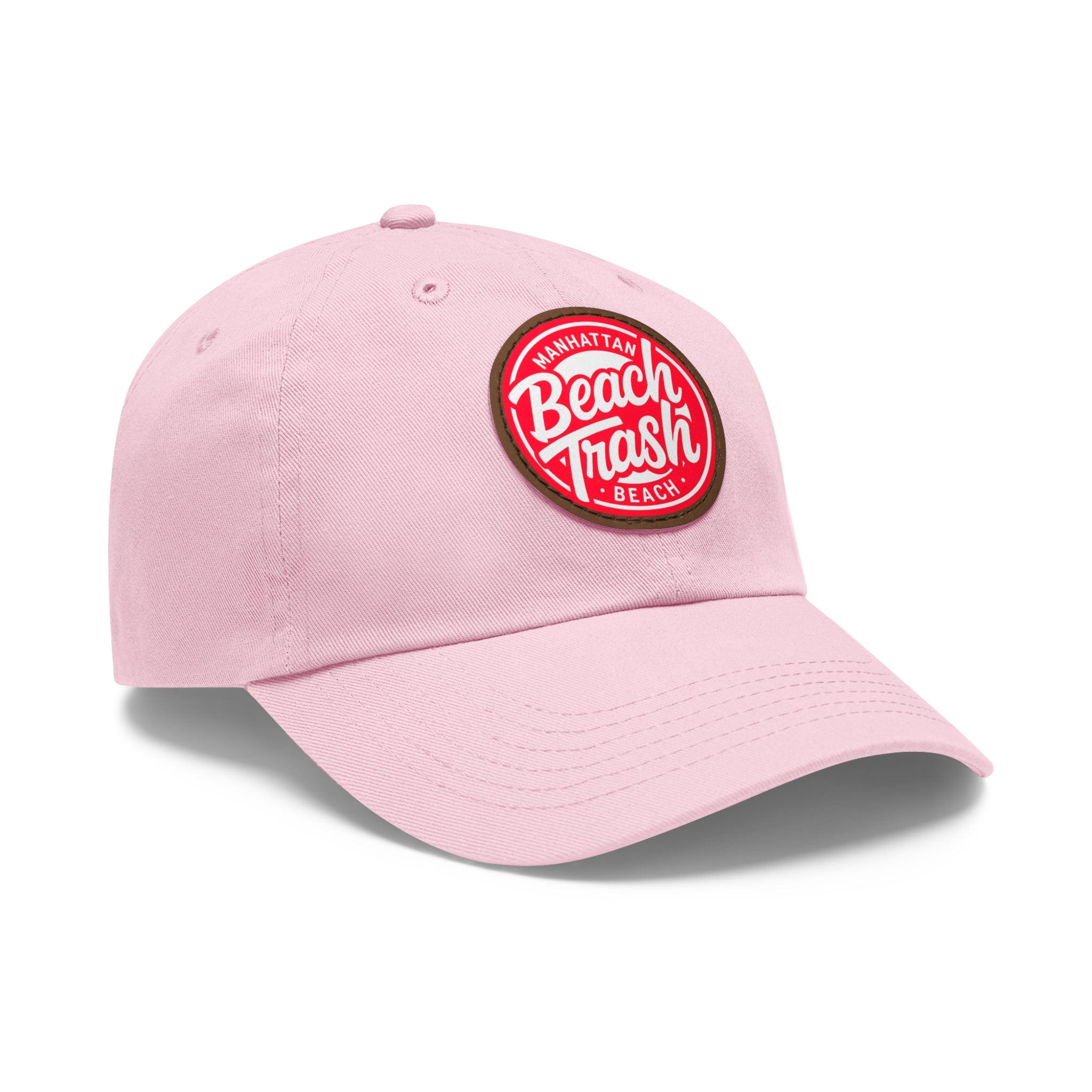 Proud to be Called Beach Trash Manhattan Beach  Leather Patch Dad Hat — Vintage Manhattan Beach Logo