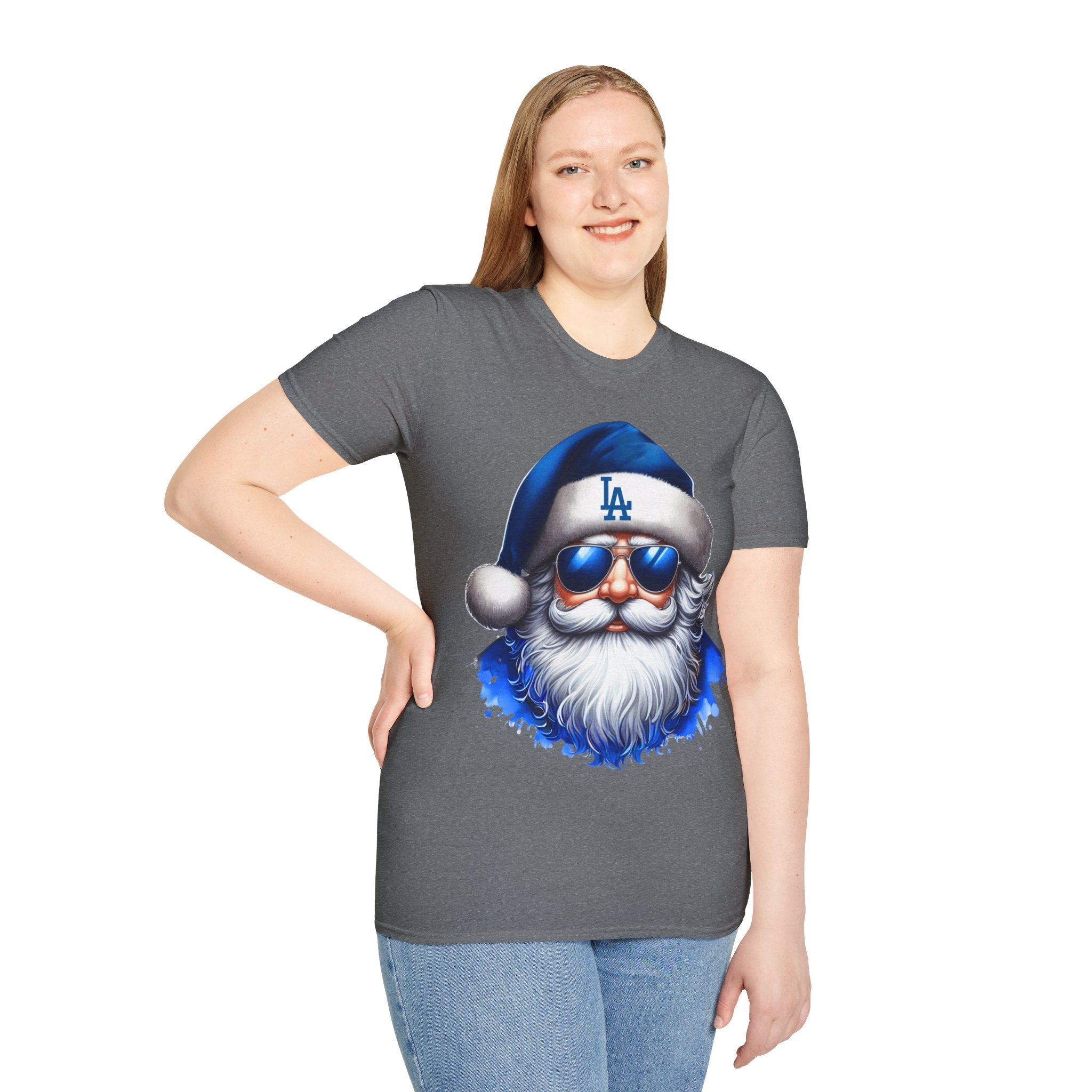 LA Dodgers Blue Santa T-Shirt — Cool Sunglasses Holiday Tee