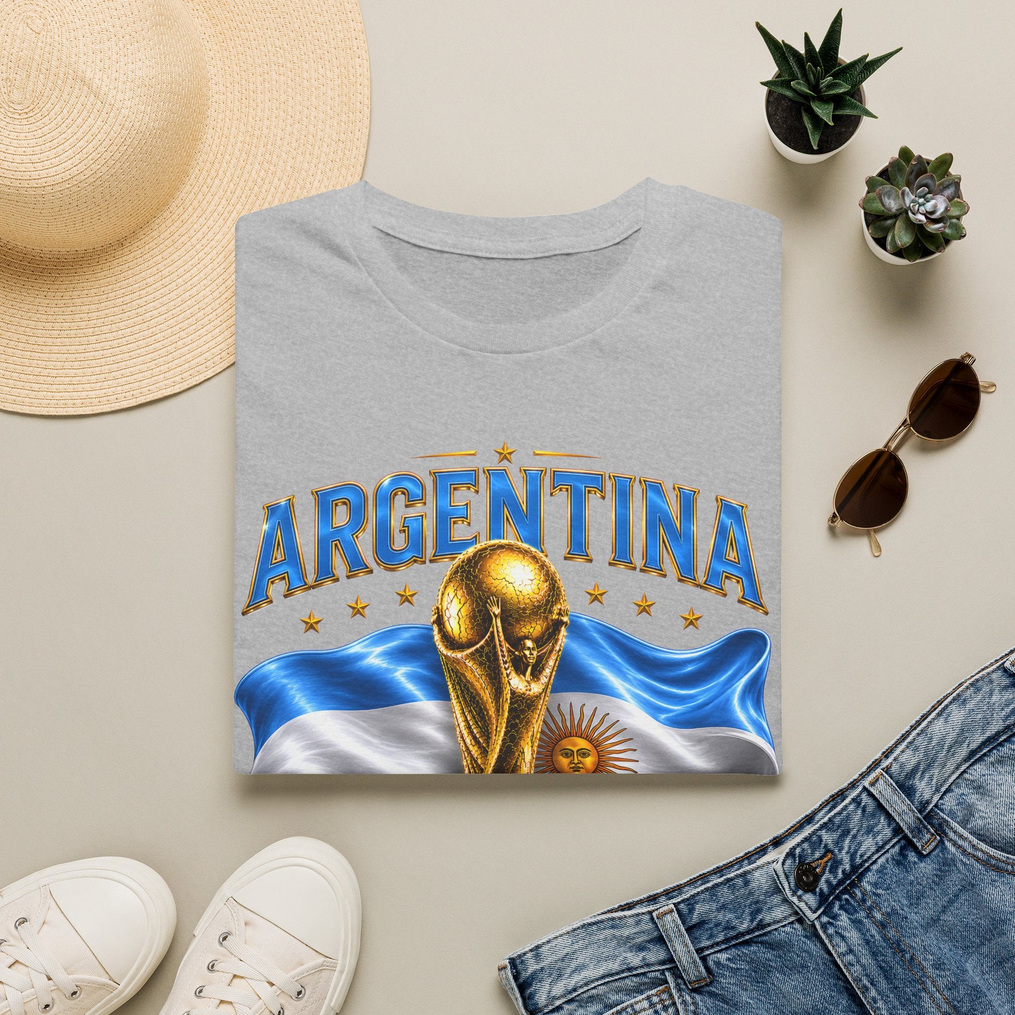 Argentina 2026 World Cup T-Shirt — Golden Trophy & Flag Soccer Fan Tee