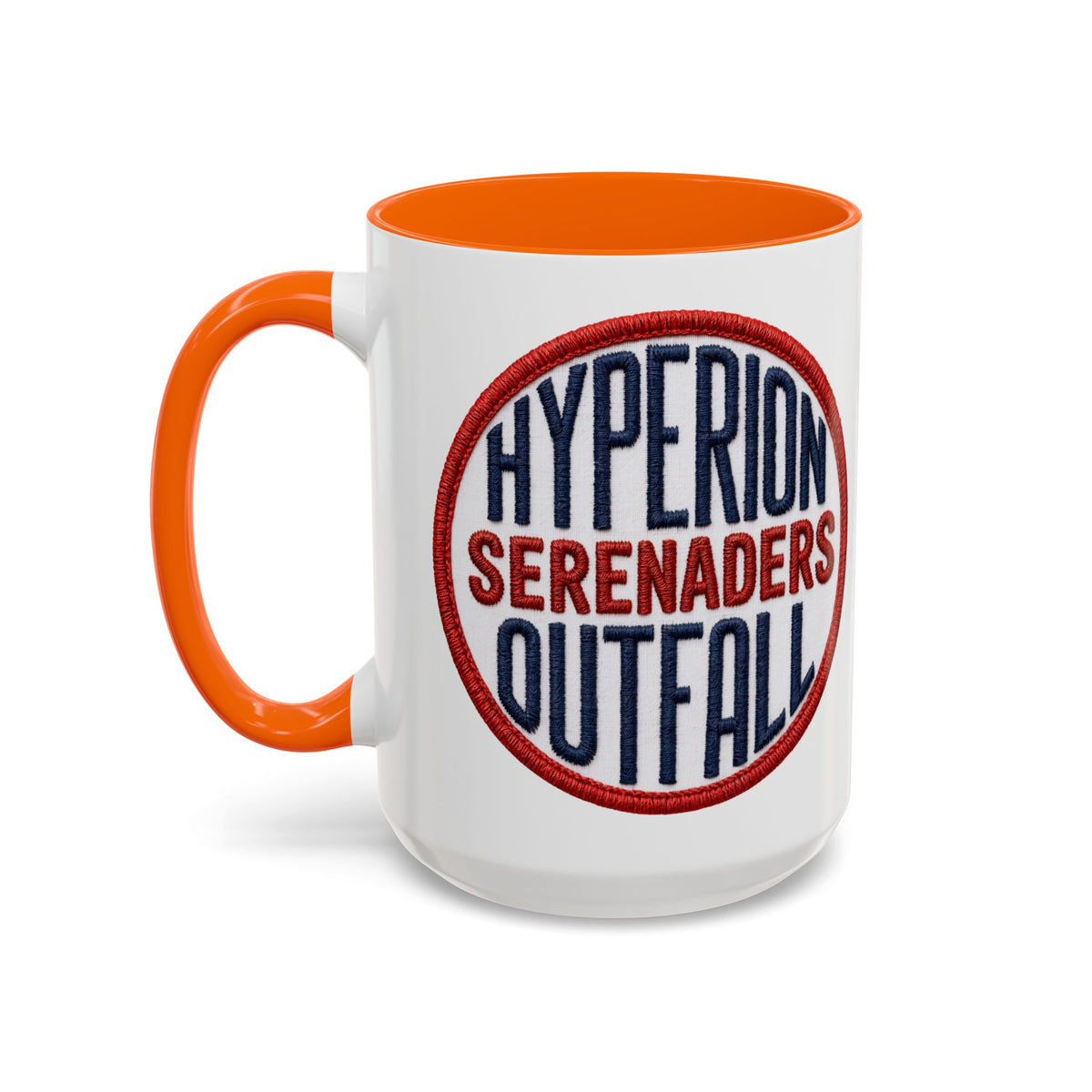Accent Coffee Mug — "Hyperion Serenaders Outfall" Retro Patch Ceramic Mug (11/15oz)