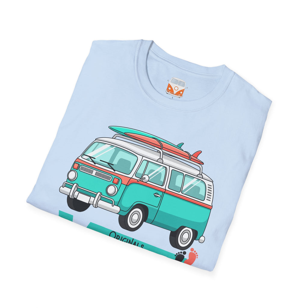 Retro Surf VW Van T-Shirt | Vintage Camper Bus Beach Tee Original Bare Feet