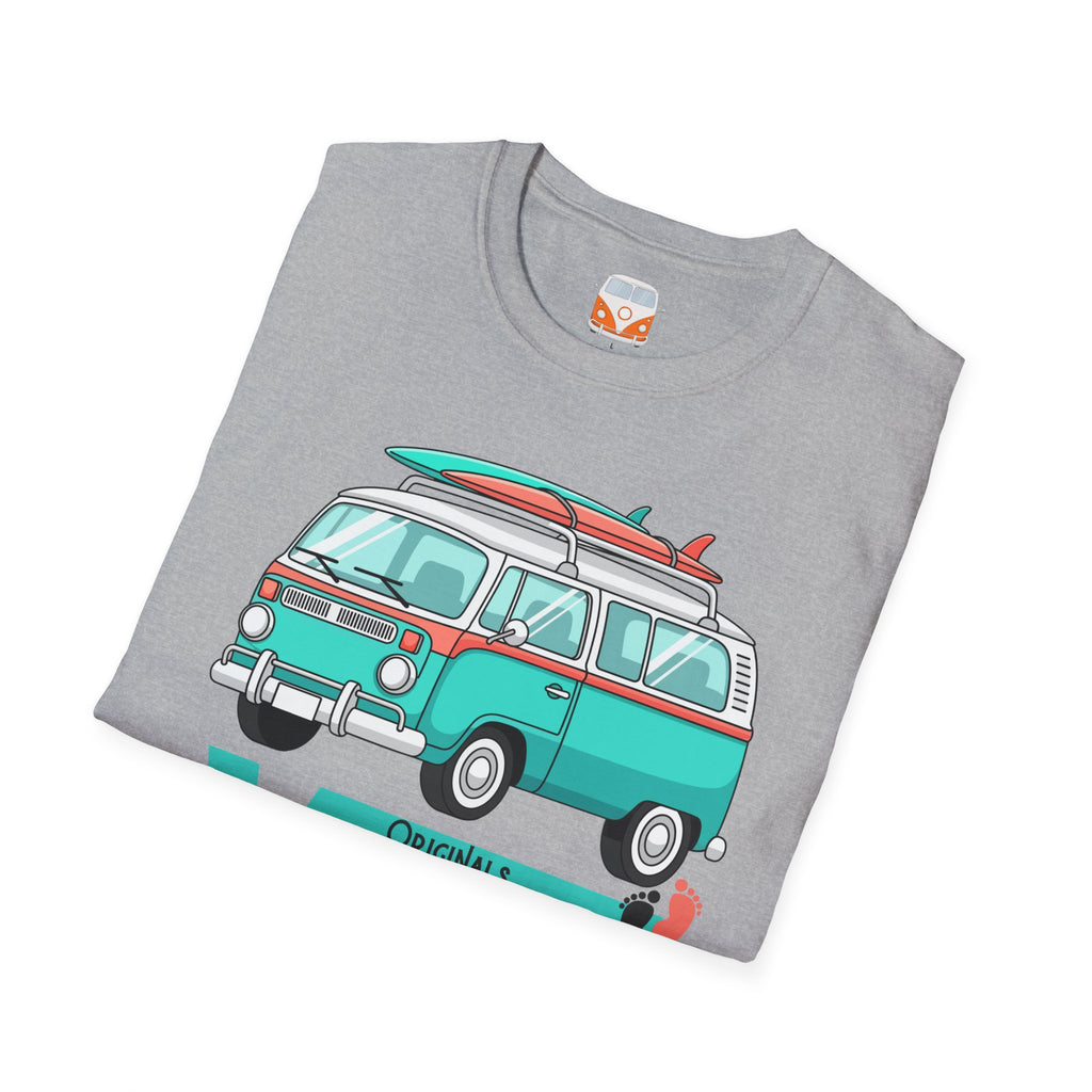 Retro Surf VW Van T-Shirt | Vintage Camper Bus Beach Tee Original Bare Feet